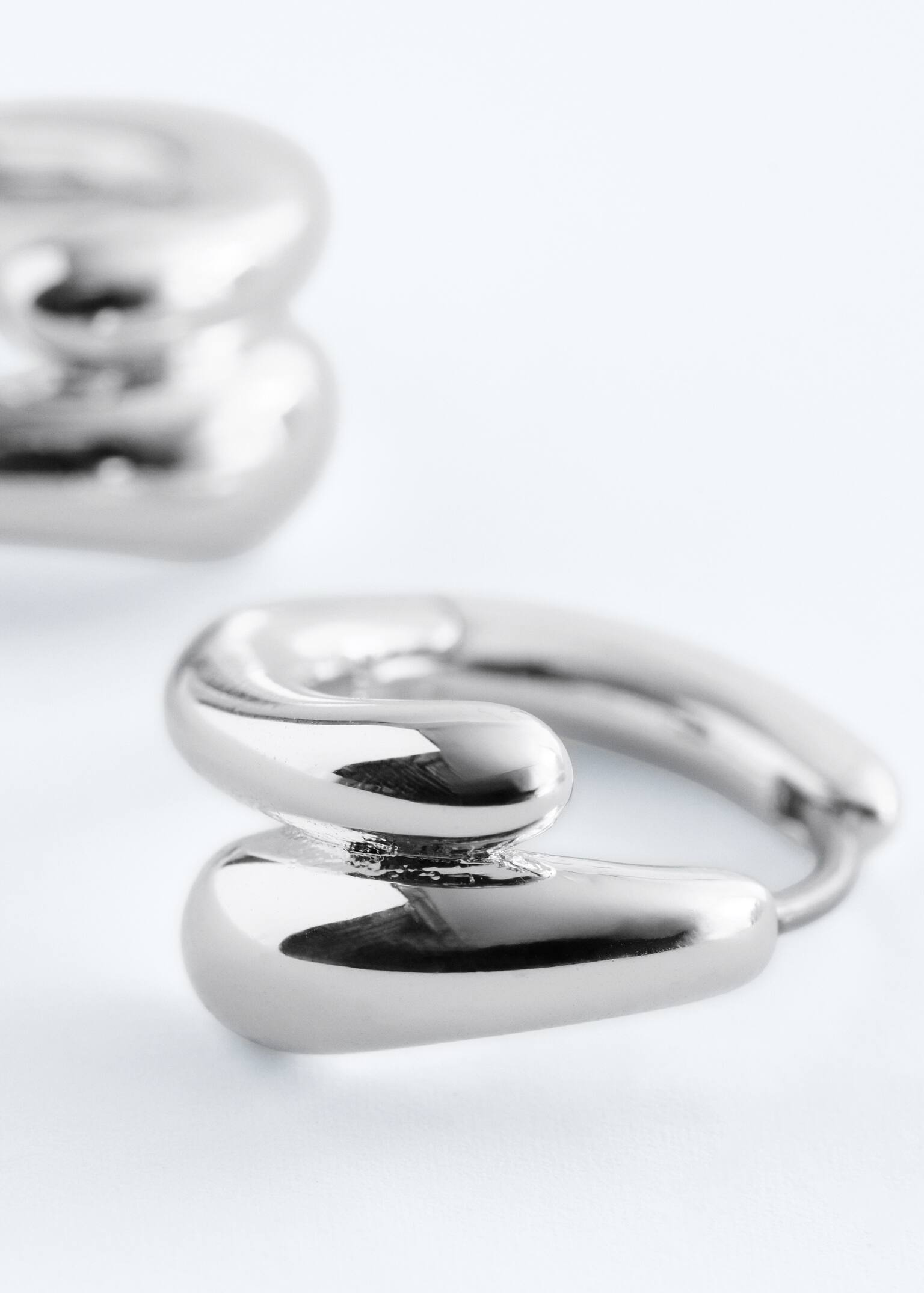 Two-Part Hoop Earrings - Silver/Gold - 2