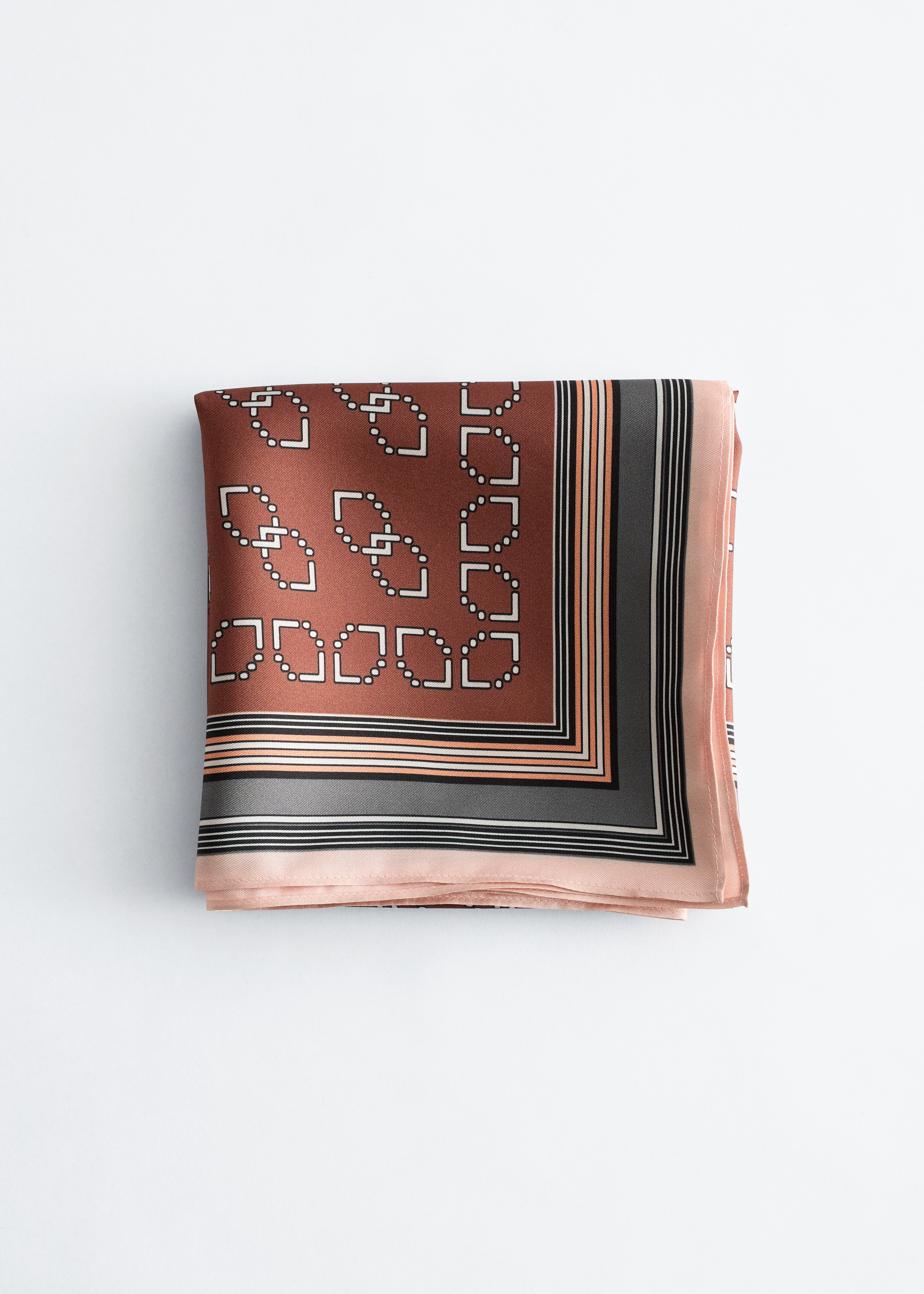 Seidentuch mit Grafikprint - Braun/Grafikmuster/Hellgrün/Grafikmuster