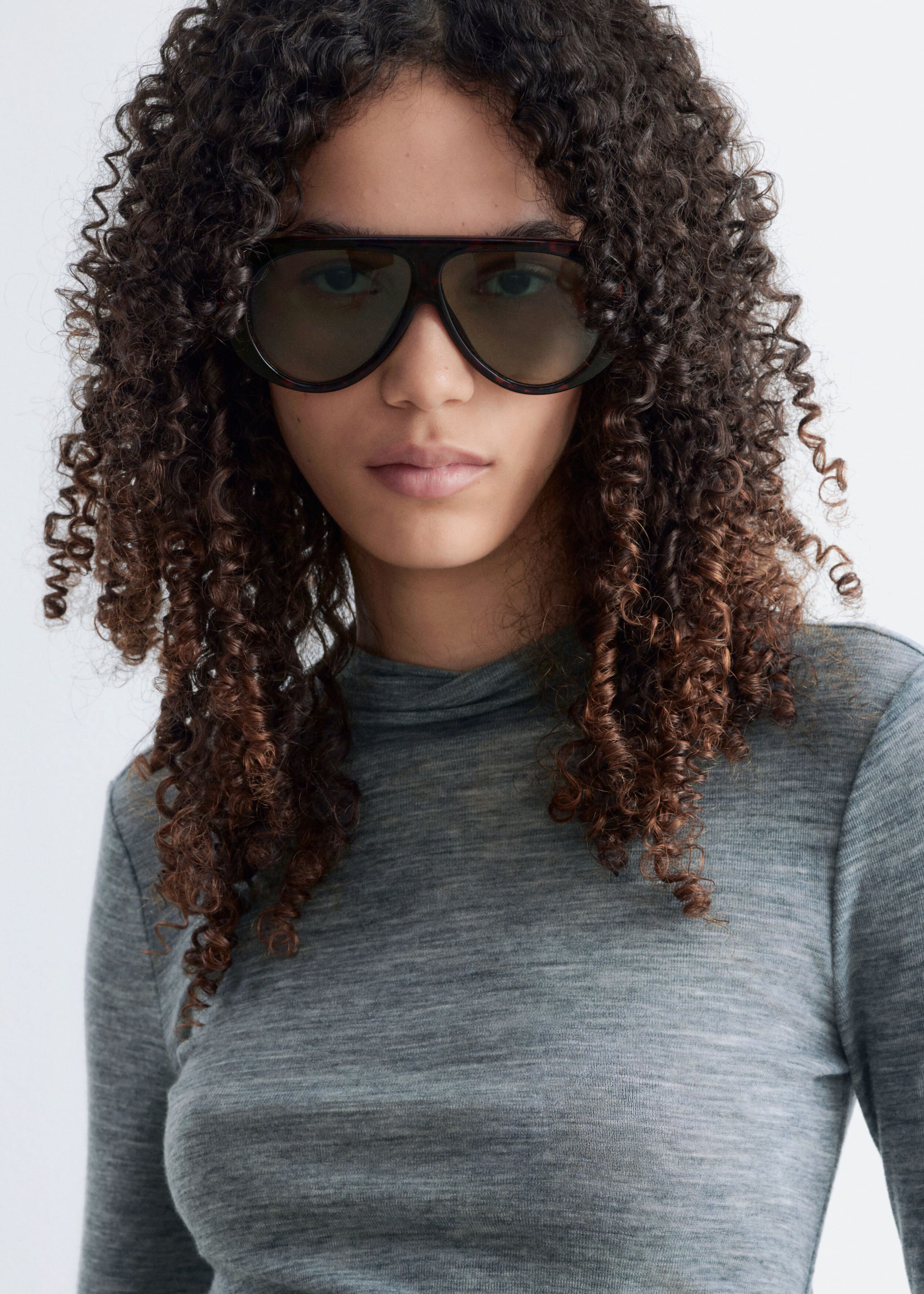 Mock-Neck Wool Jersey Top - Grey - Lookbook