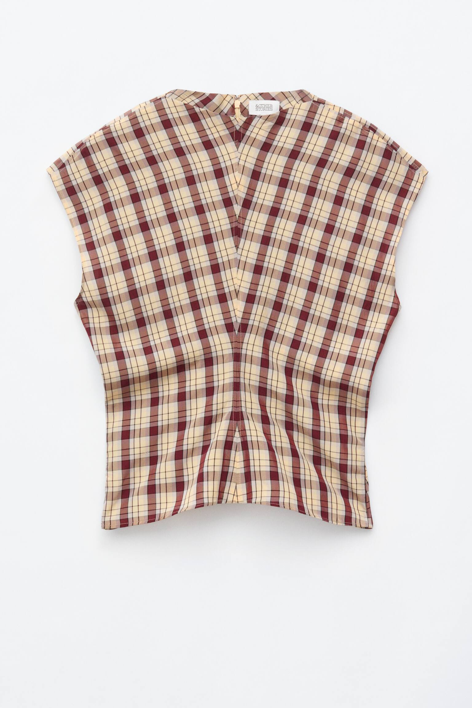 Top Jacquard cu Guler Tip Pâlnie - Roșu Închis/Carouri/Albastru deschis/În carouri - 1