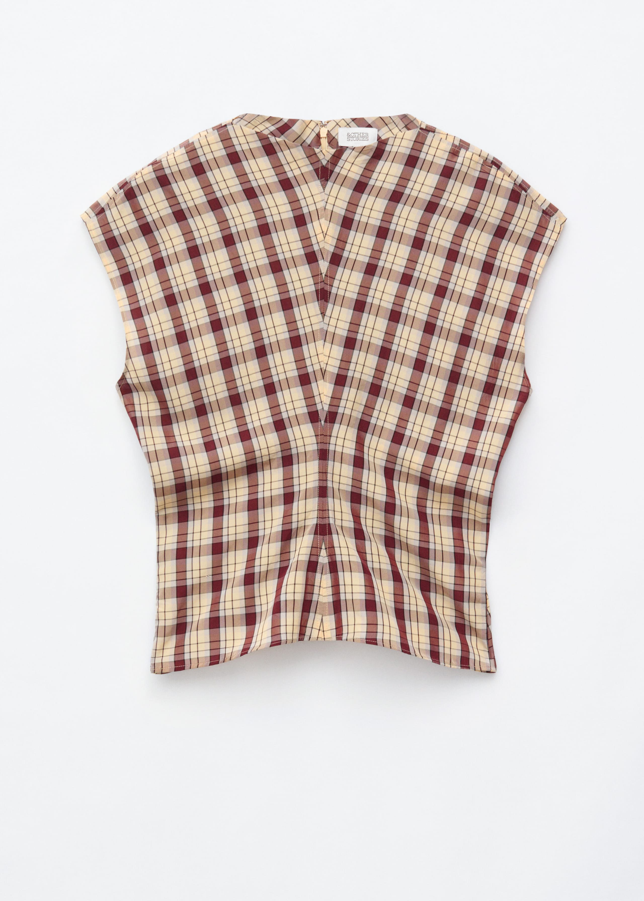 Funnel Neck Jacquard Top - Dark Red/Checked - Still Life