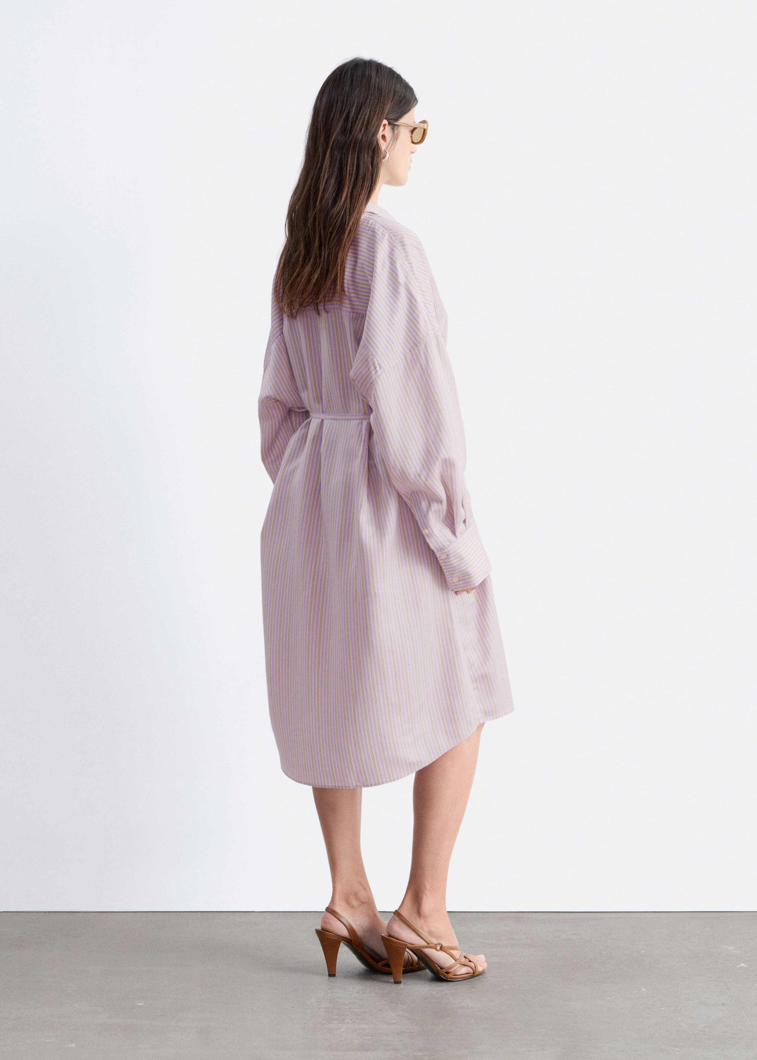 Printed Silk-Cotton Midi Dress - Brown/Blue Pattern - Lookbook
