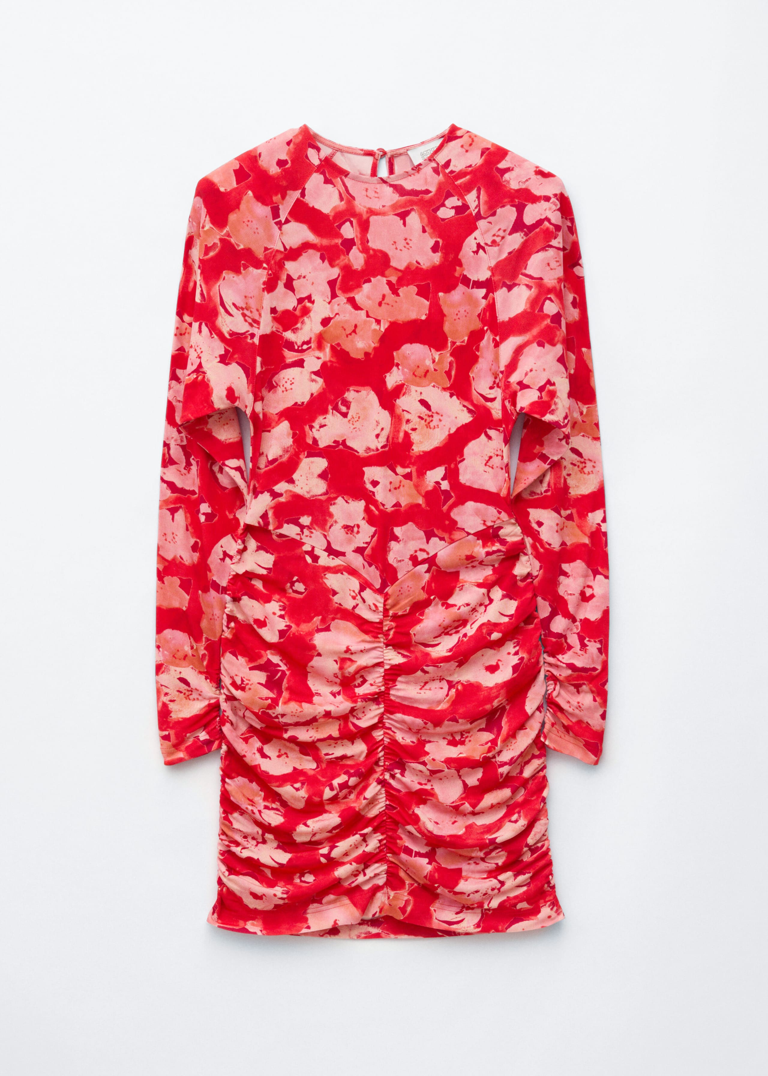 Ruched Mini Dress - Red/Florals - Lookbook