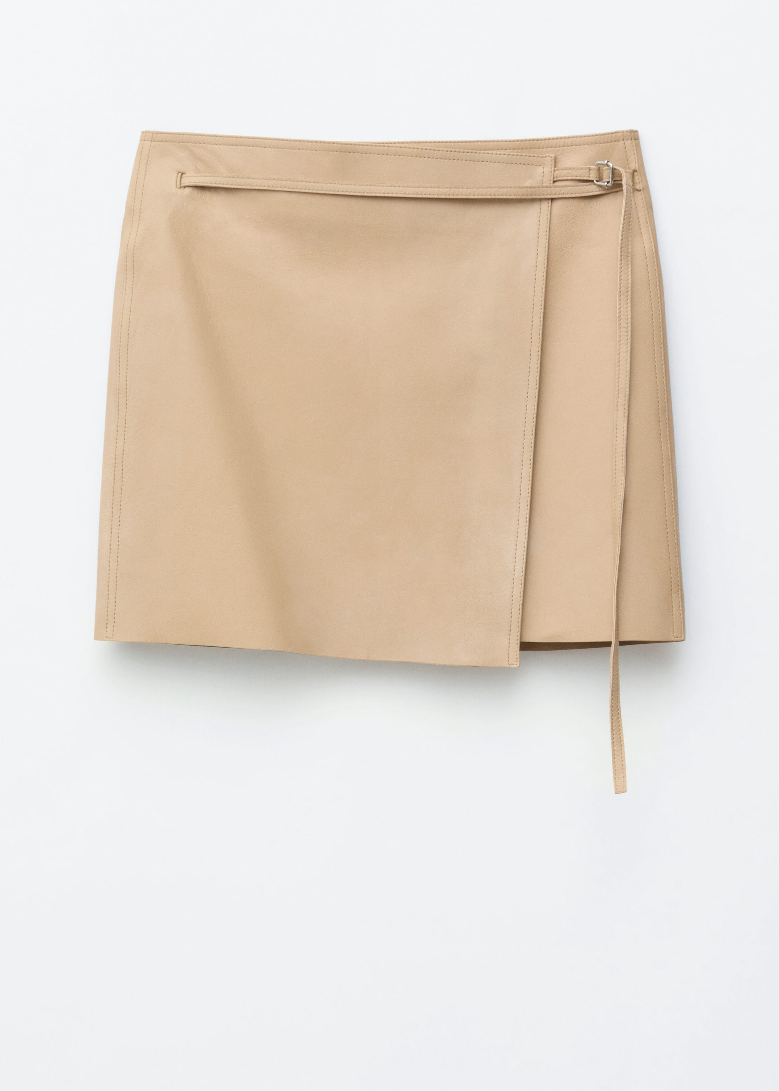 Image of Leather Wrap Mini Skirt