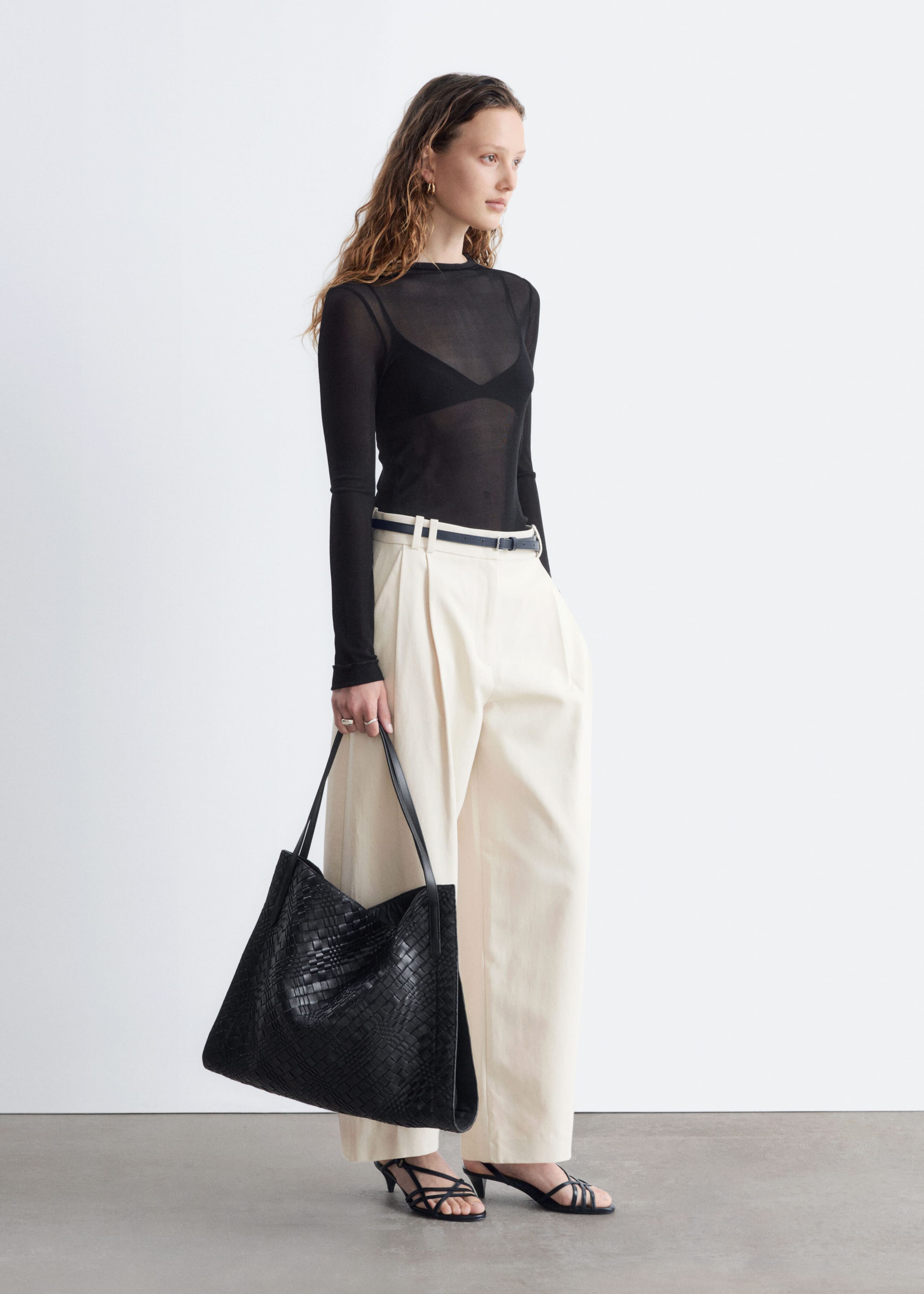 Ribbed Silk Top - Black - Lookbook