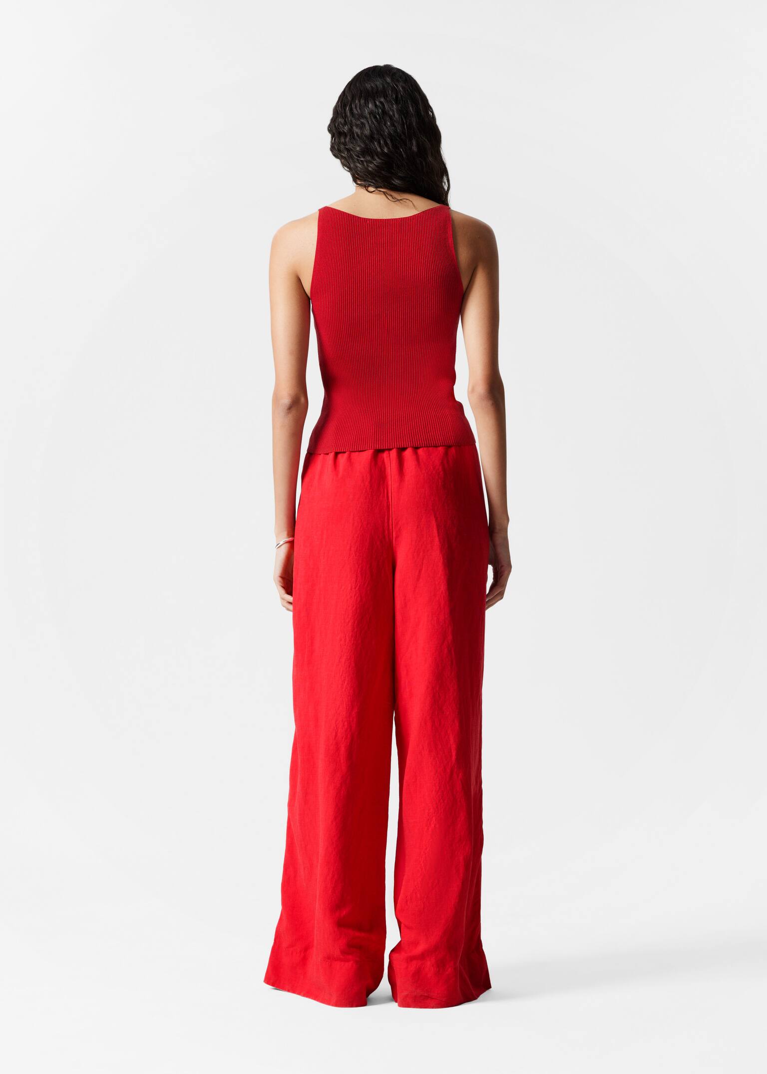 Relaxed Drawstring Trousers - Rood/White/Black Pattern/Black - 5