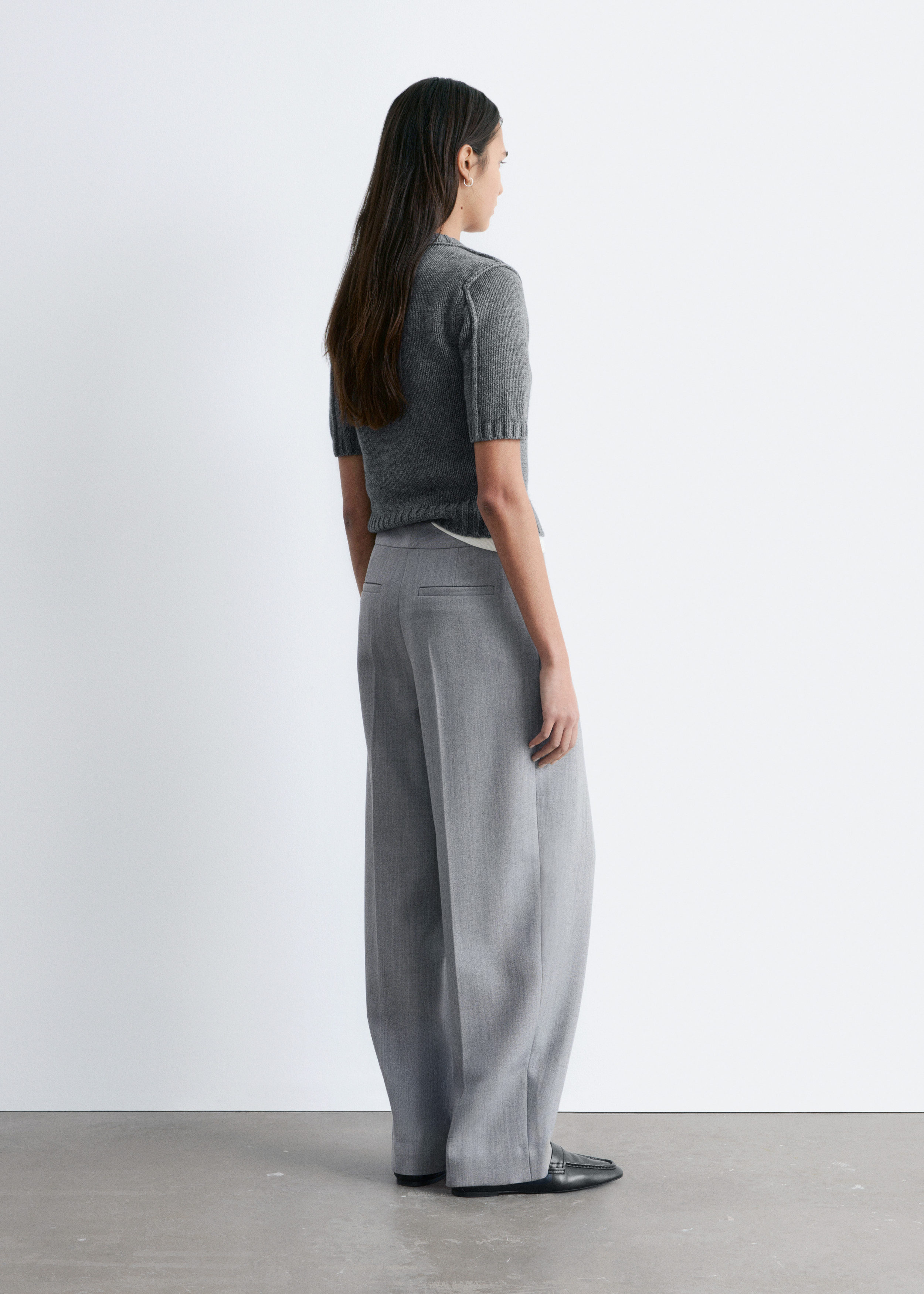 Wool-Blend Tailored Trousers - Grey Melange - & Other Stories US