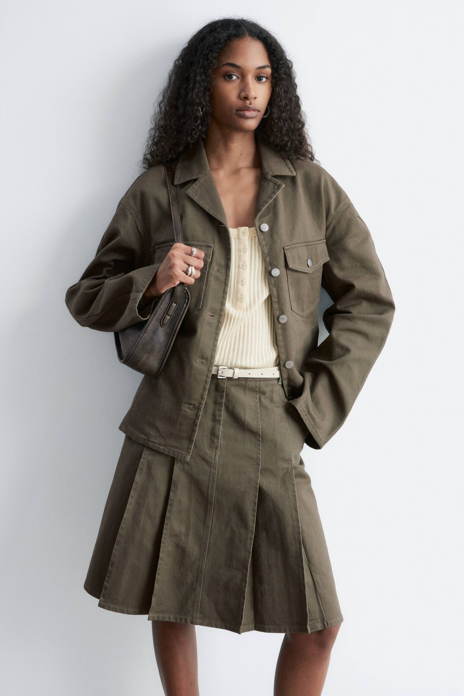 Pleated Cotton Midi Skirt - 8