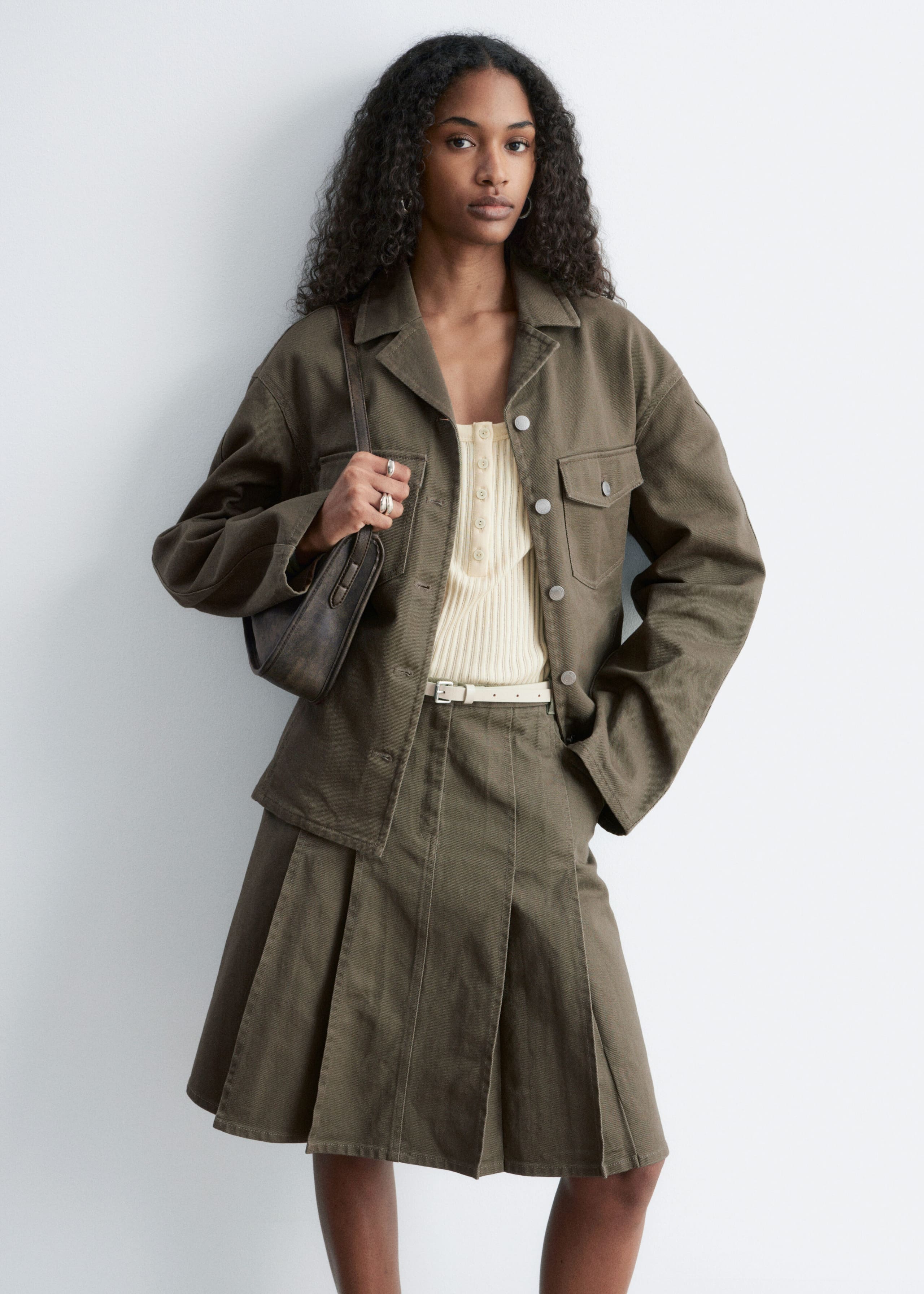 Image of Gonna midi in cotone a pieghe