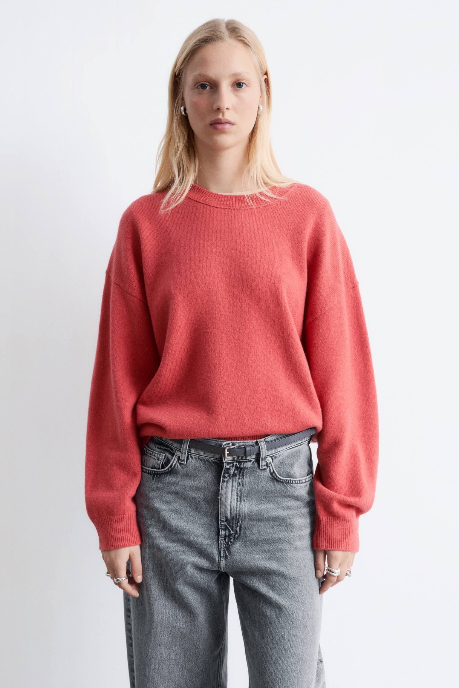 Oversized-Strickpullover - Rot/Navyblau/Grau meliert/Helltürkis - 4