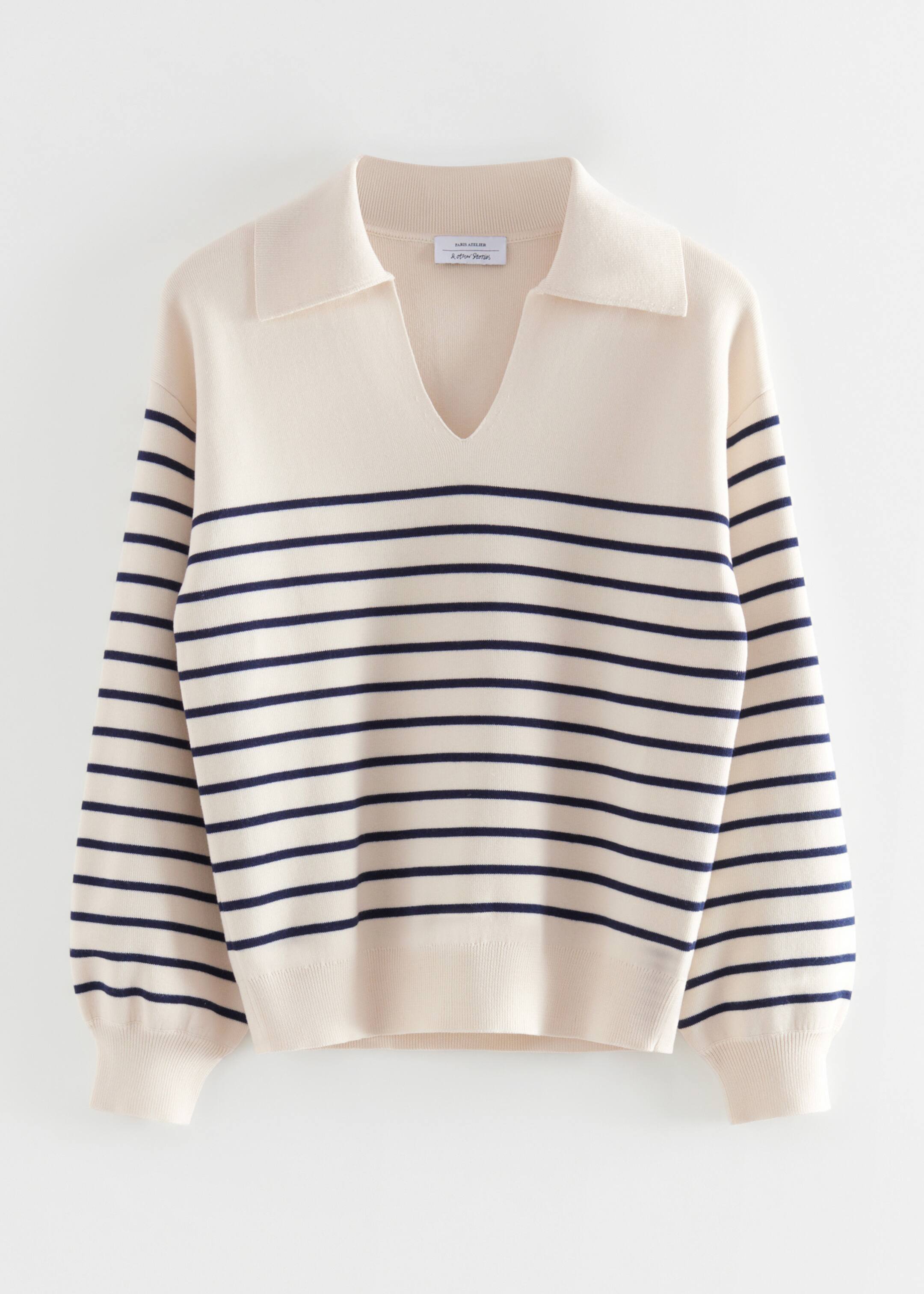 View larger image: Relaxed Collared Sweater - White Stripes - Ladies | H&M GB 1