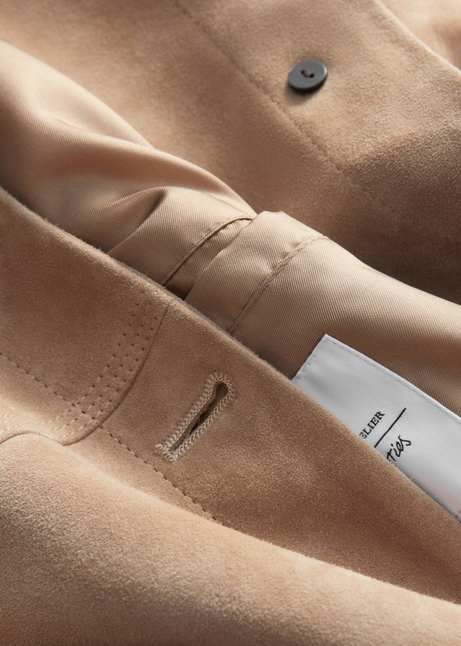 Patch-Pocket Jacket - Beige Suede - 3