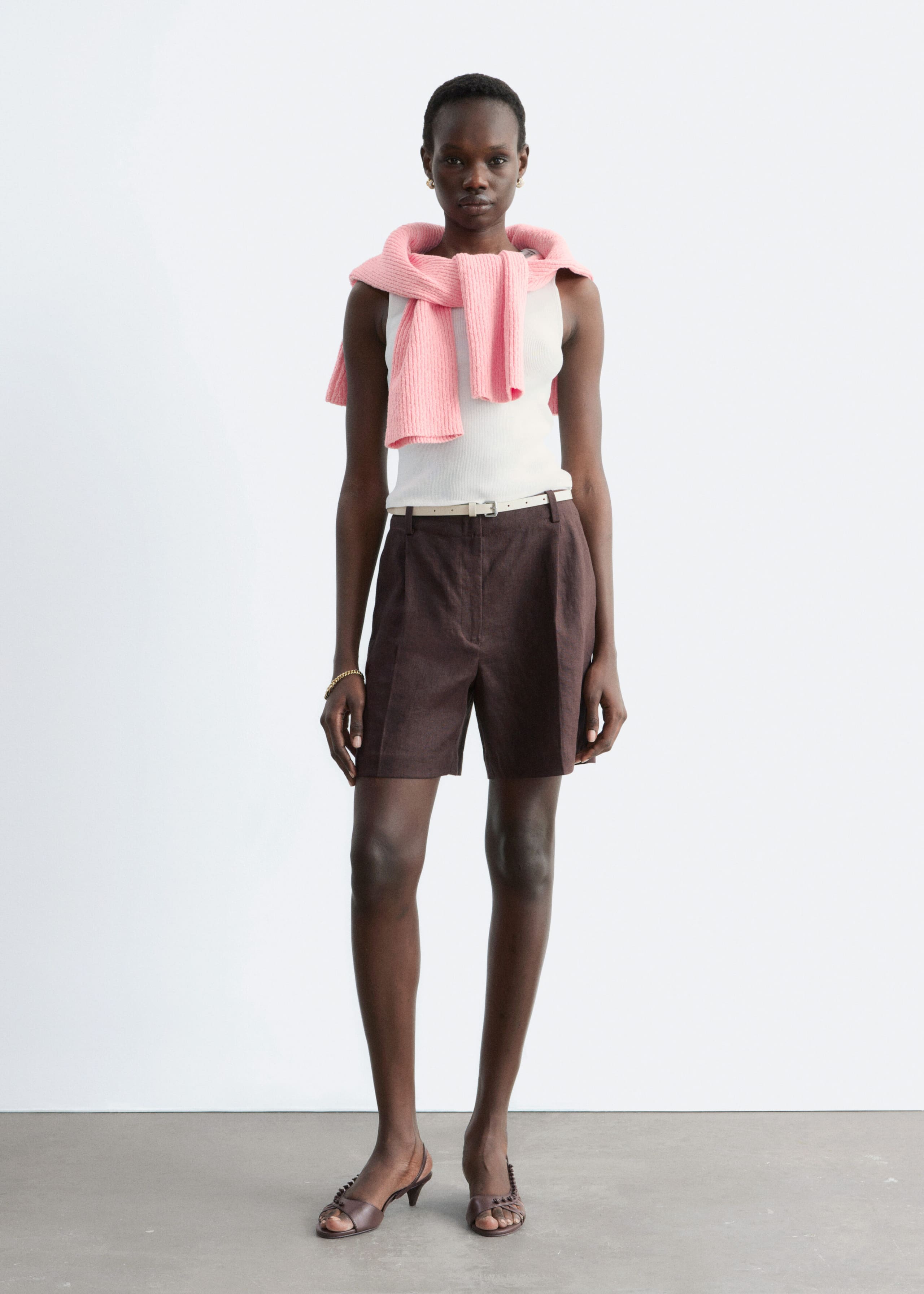 Image of Pleated Linen Shorts