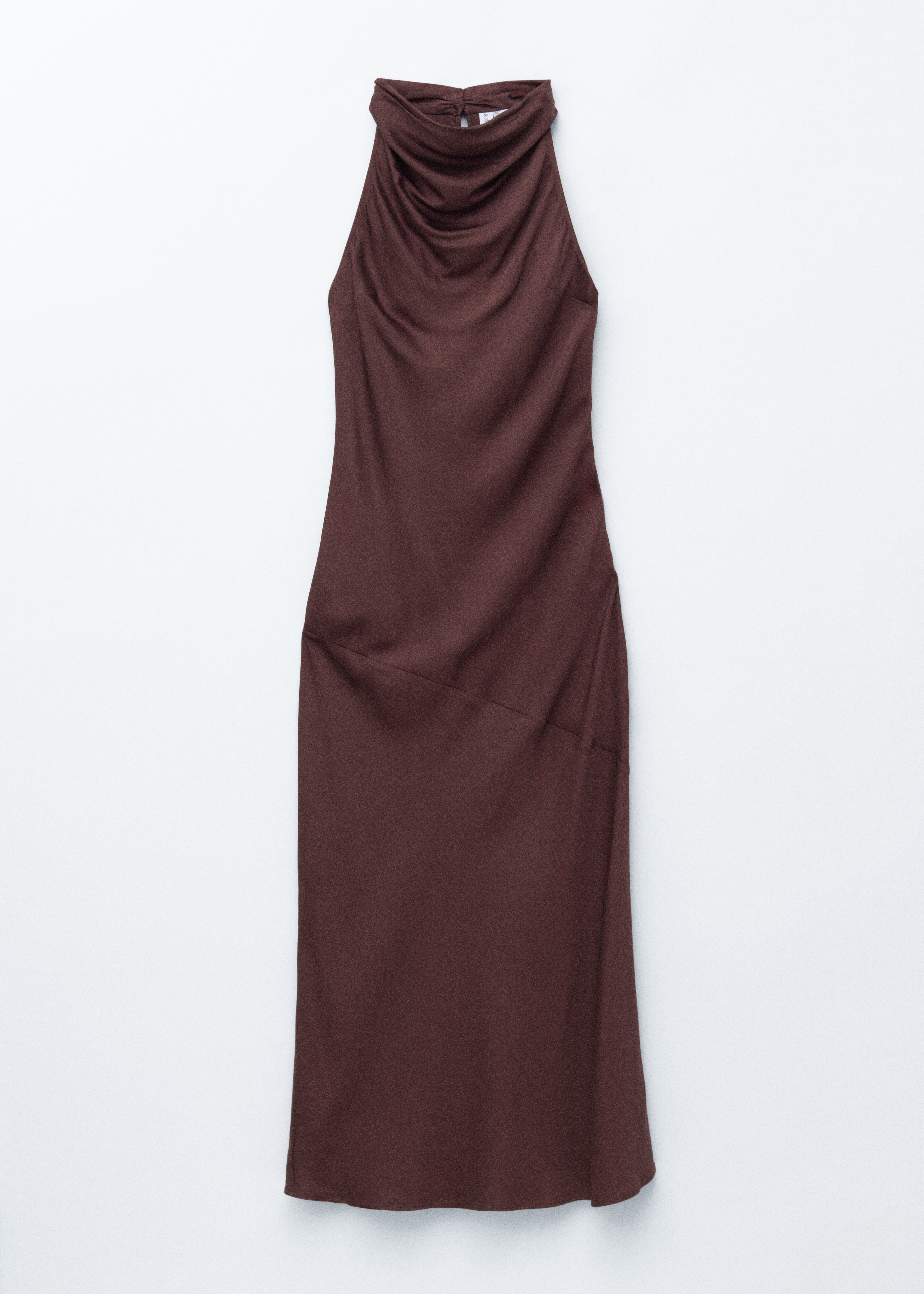 Midikleid aus Satin mit Wasserfallausschnitt - Dunkelbraun