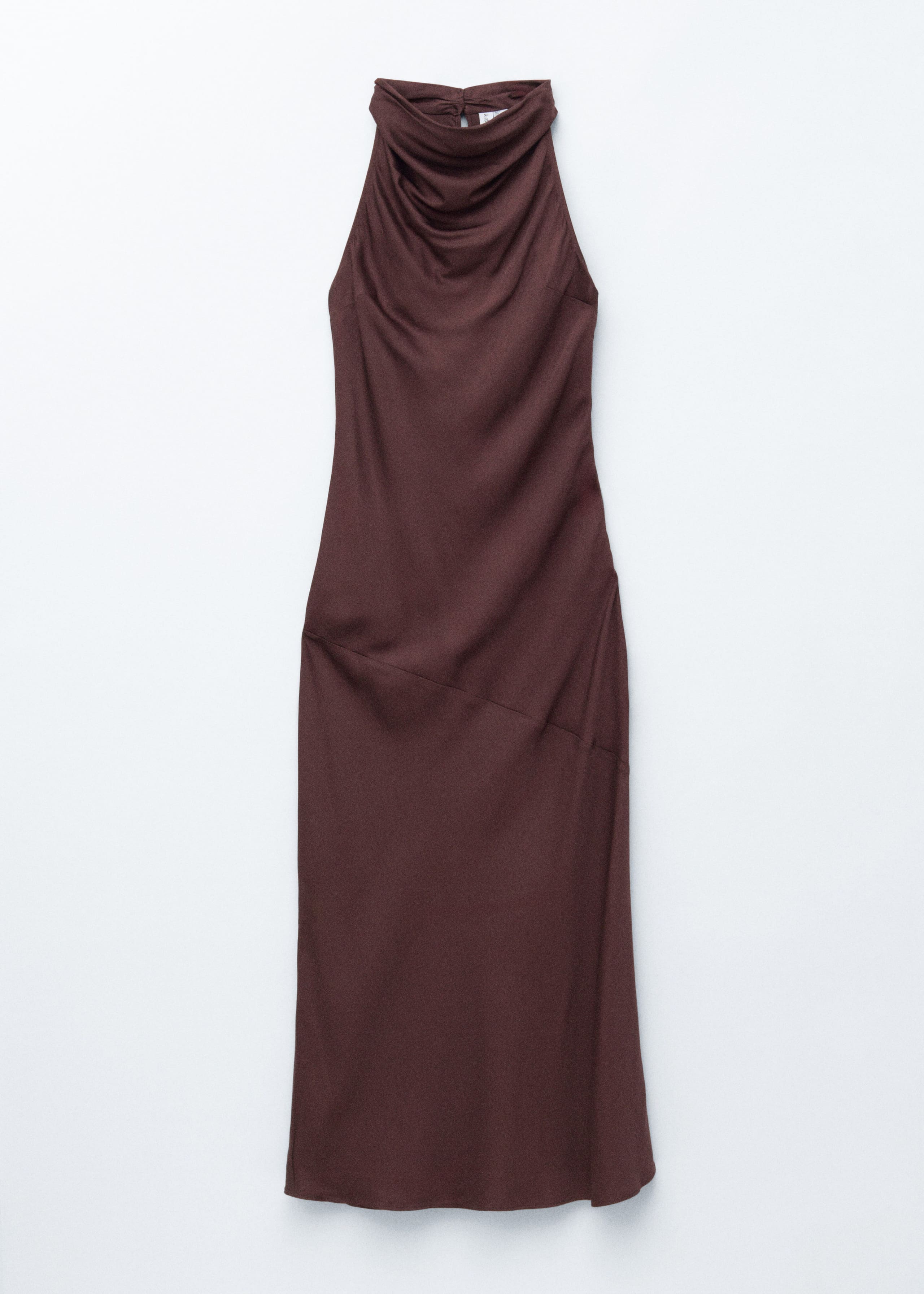 Image of Cowl-Neck Satin Midi Dress