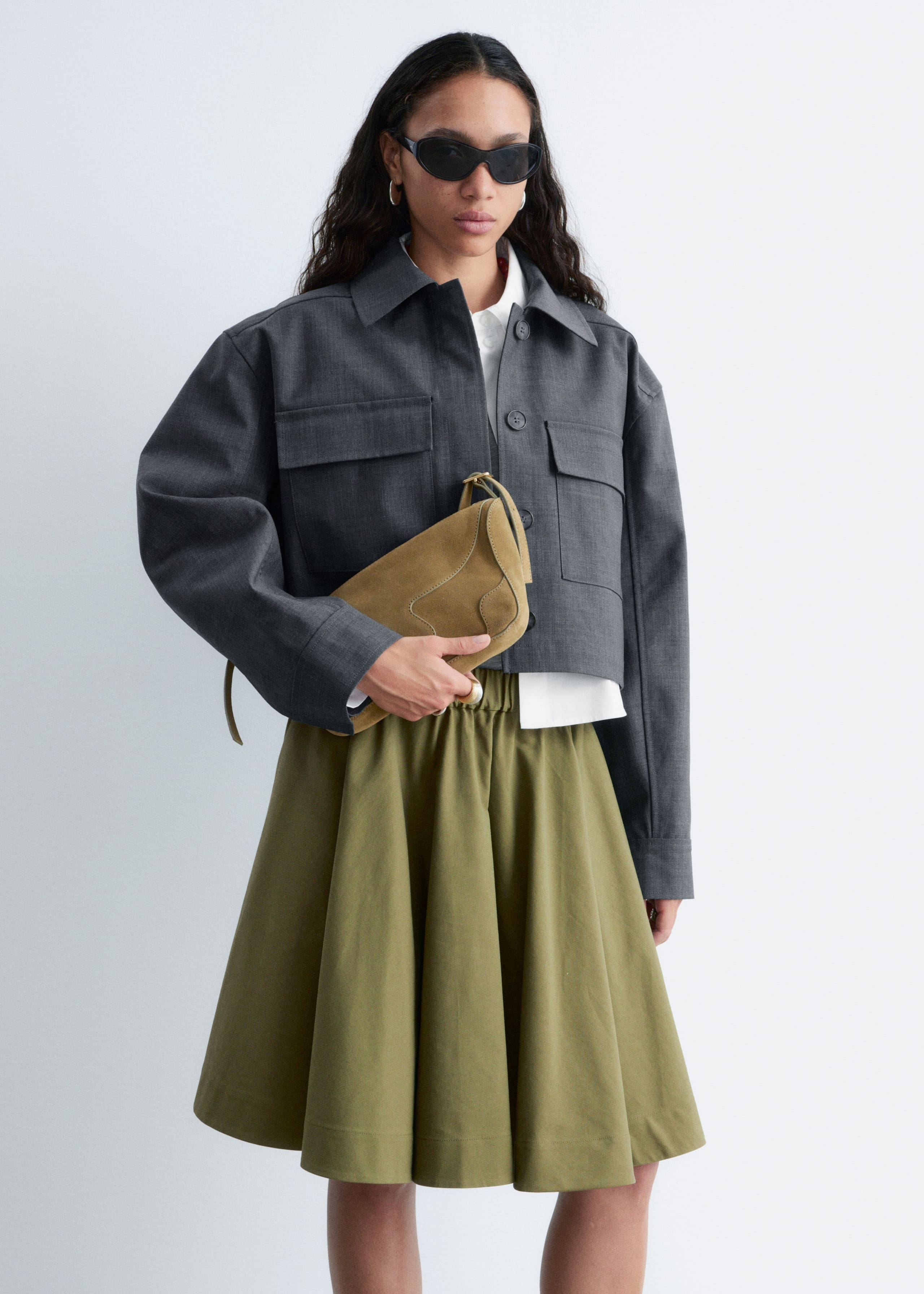 Image of Flared Knee-Length Skirt