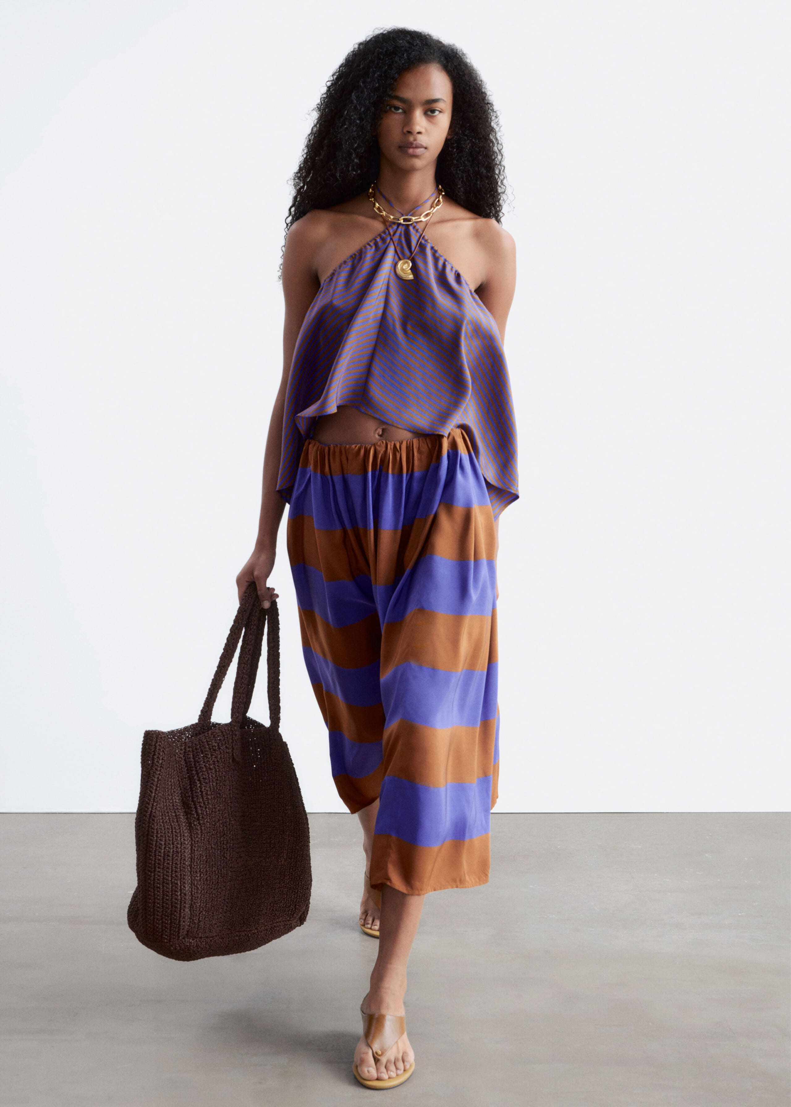 Silk Midi Skirt – Brun/lila – lookbook