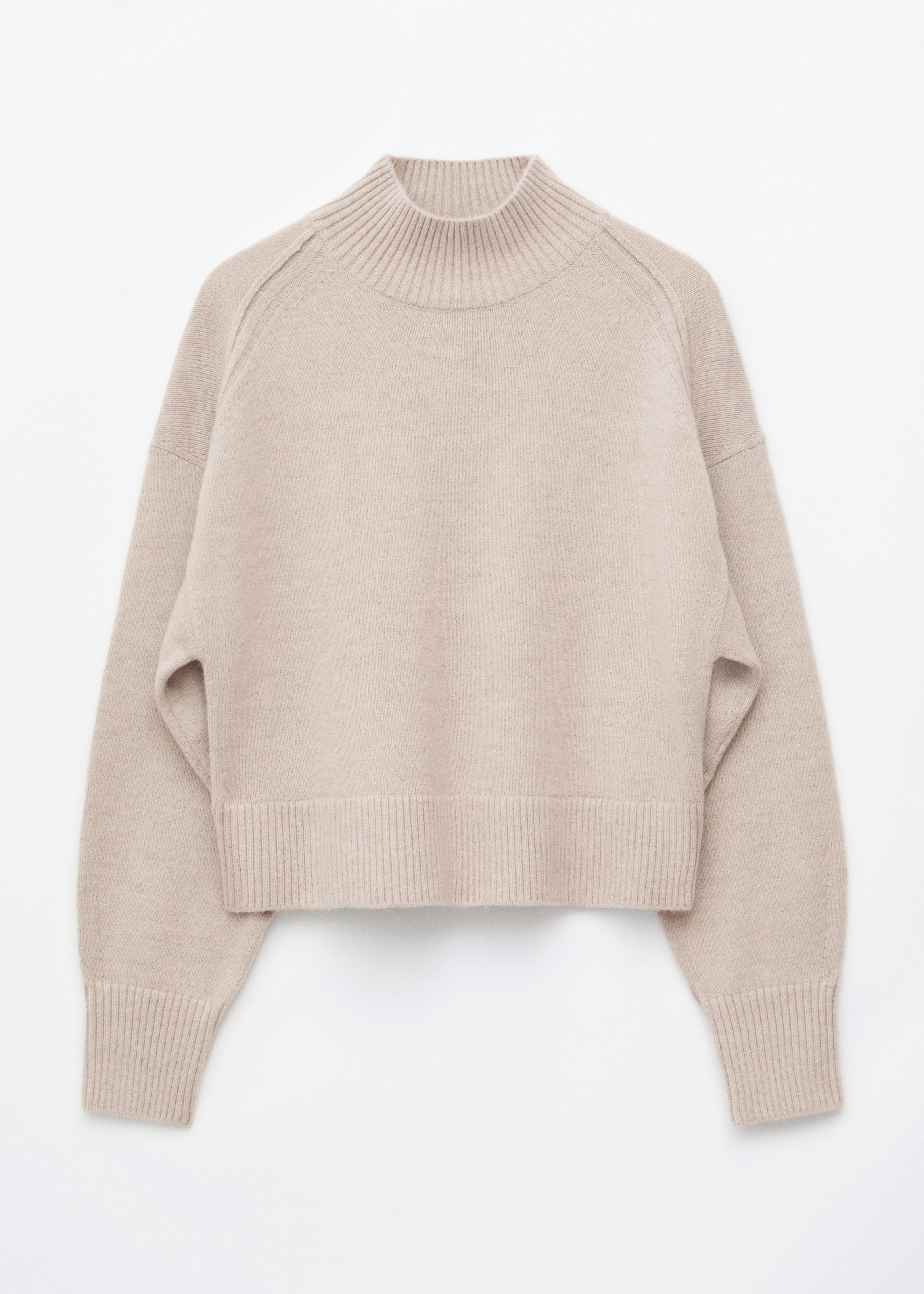 Maglione in lana e cotone con collo a lupetto - Talpa chiaro