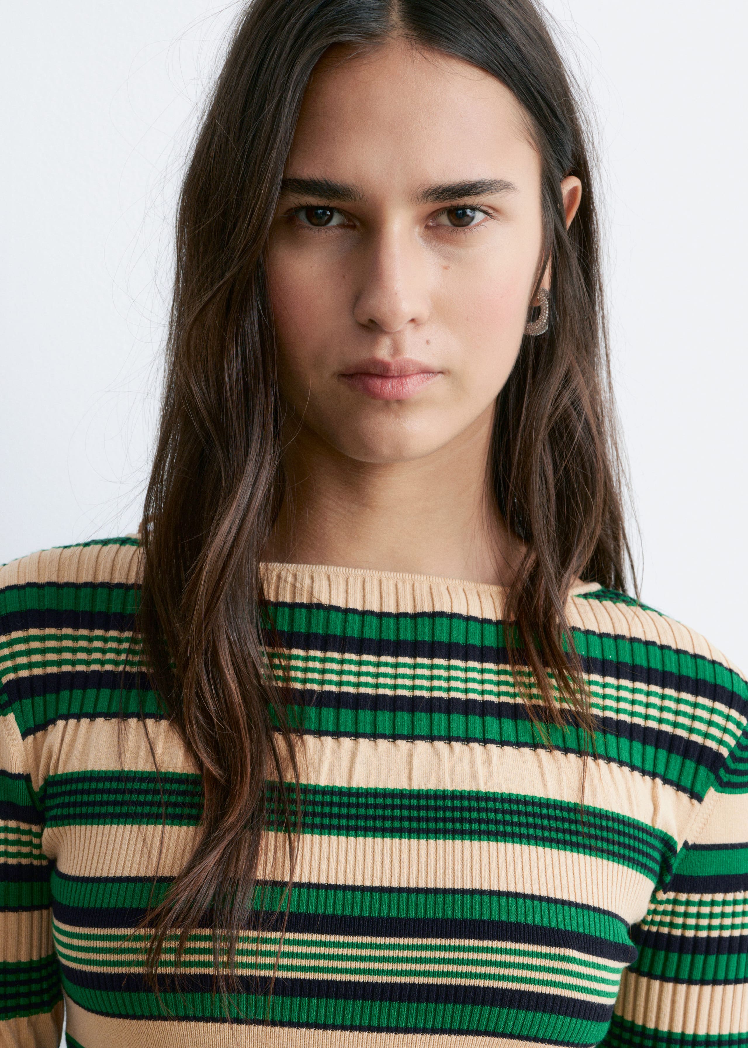 Long-Sleeve Ribbed Top - Blue/Black Stripes - Lookbook