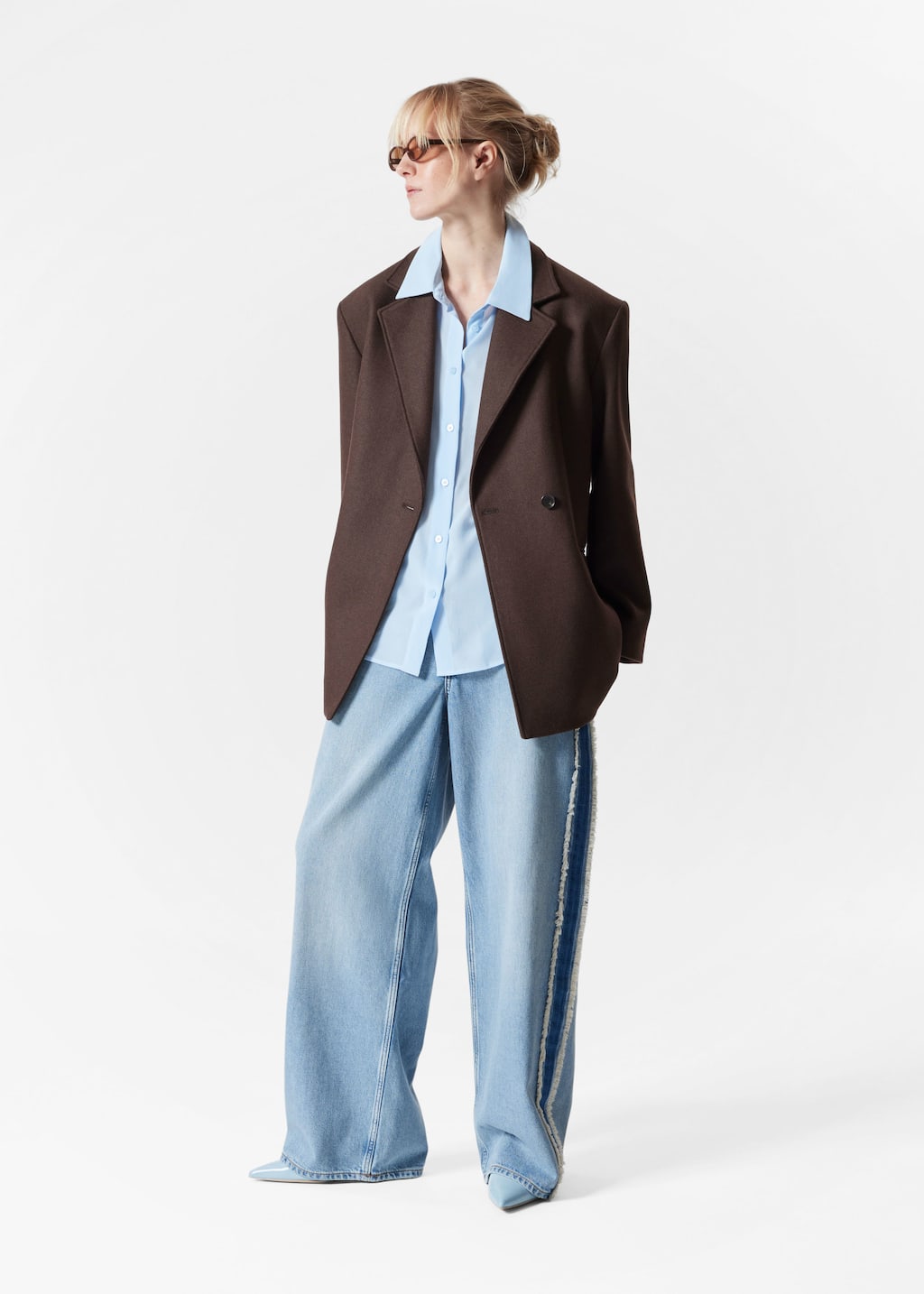 Americana de lana con cinturón de lazo - Marrón oscuro - Lookbook