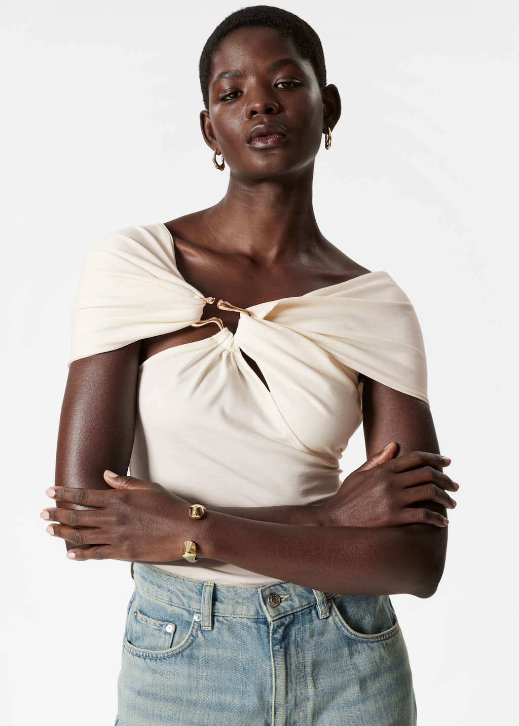 Haut drapé asymétrique - Blanc - Lookbook