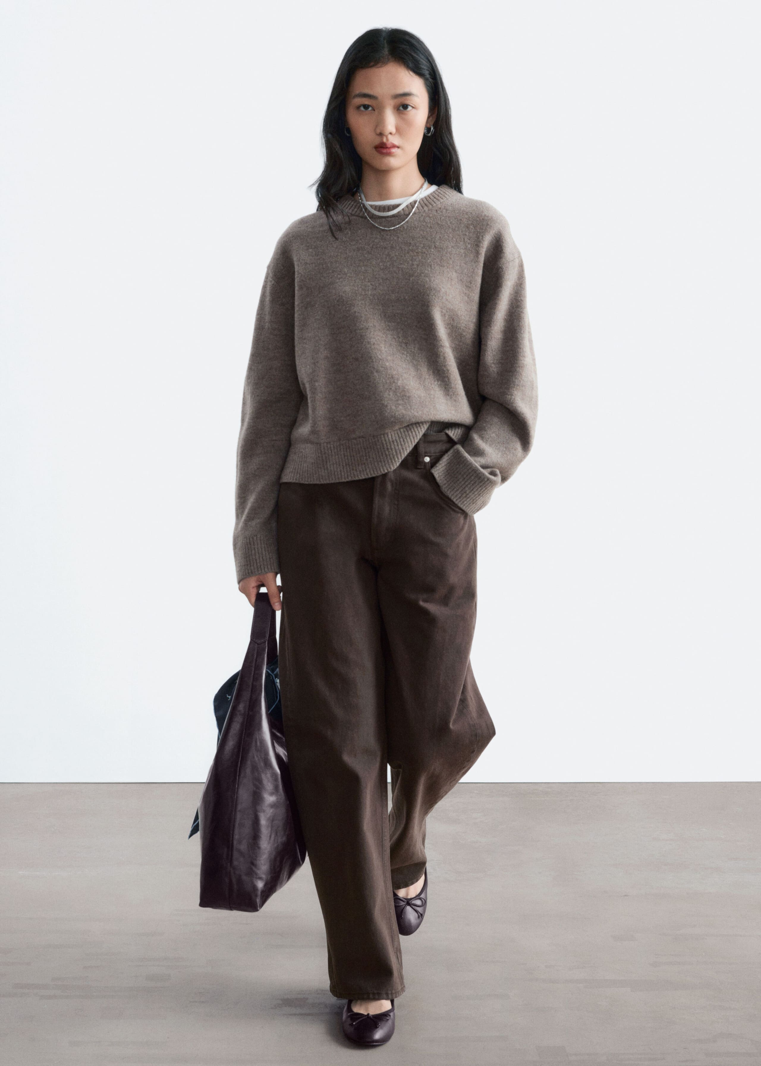 Boxy Knit Jumper - Dark Mole - Still Life