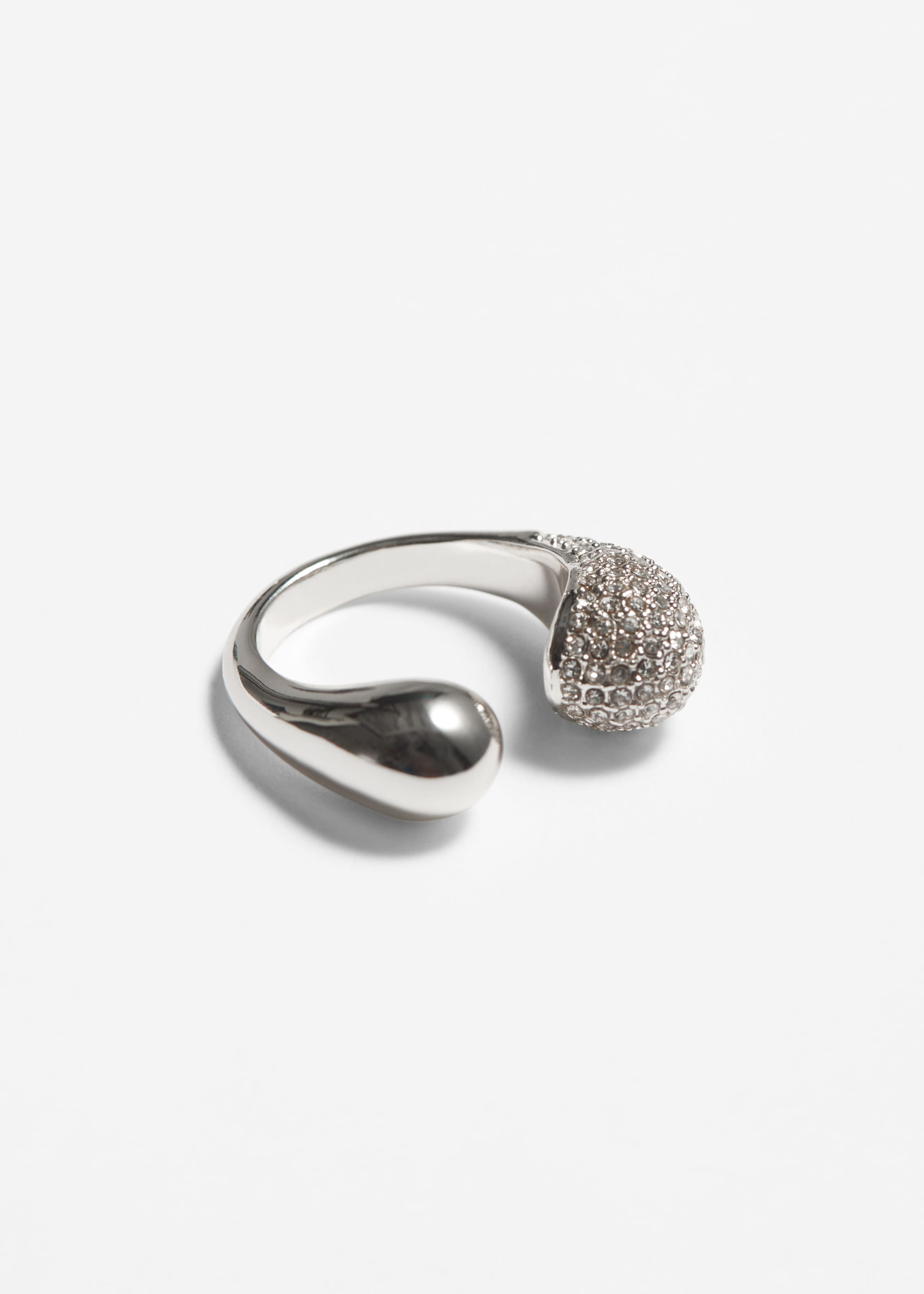 Crystal Encrusted Open Ring - Silver - Still Life