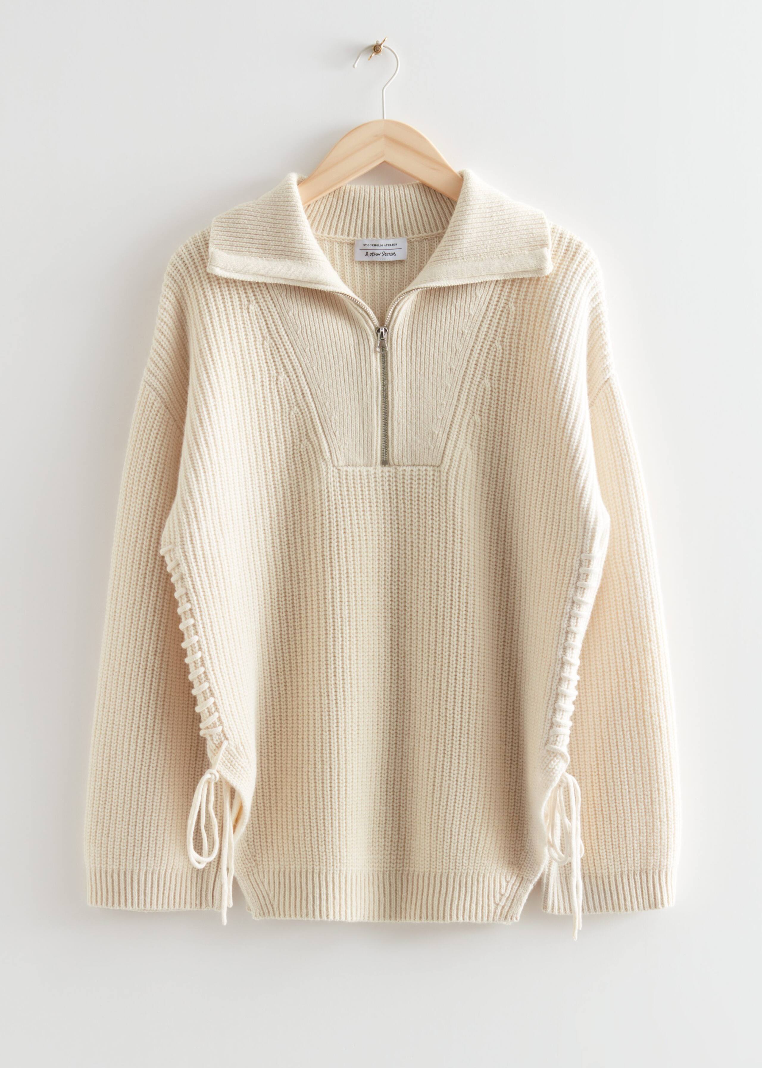 Half-Zip Lace-Up Jumper - Light Beige - Still Life