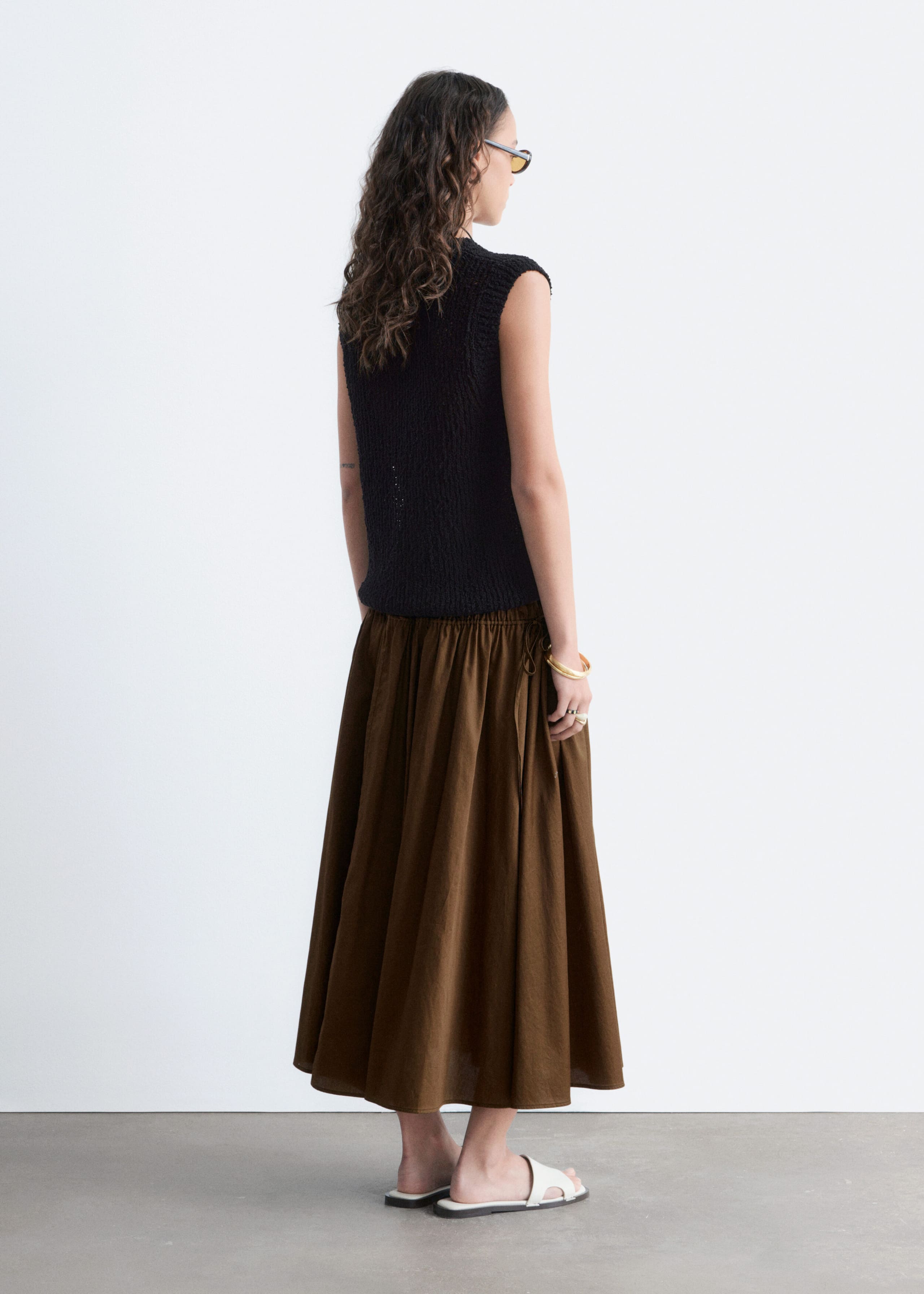 Silk-Cotton Vest Top - Black - Still Life