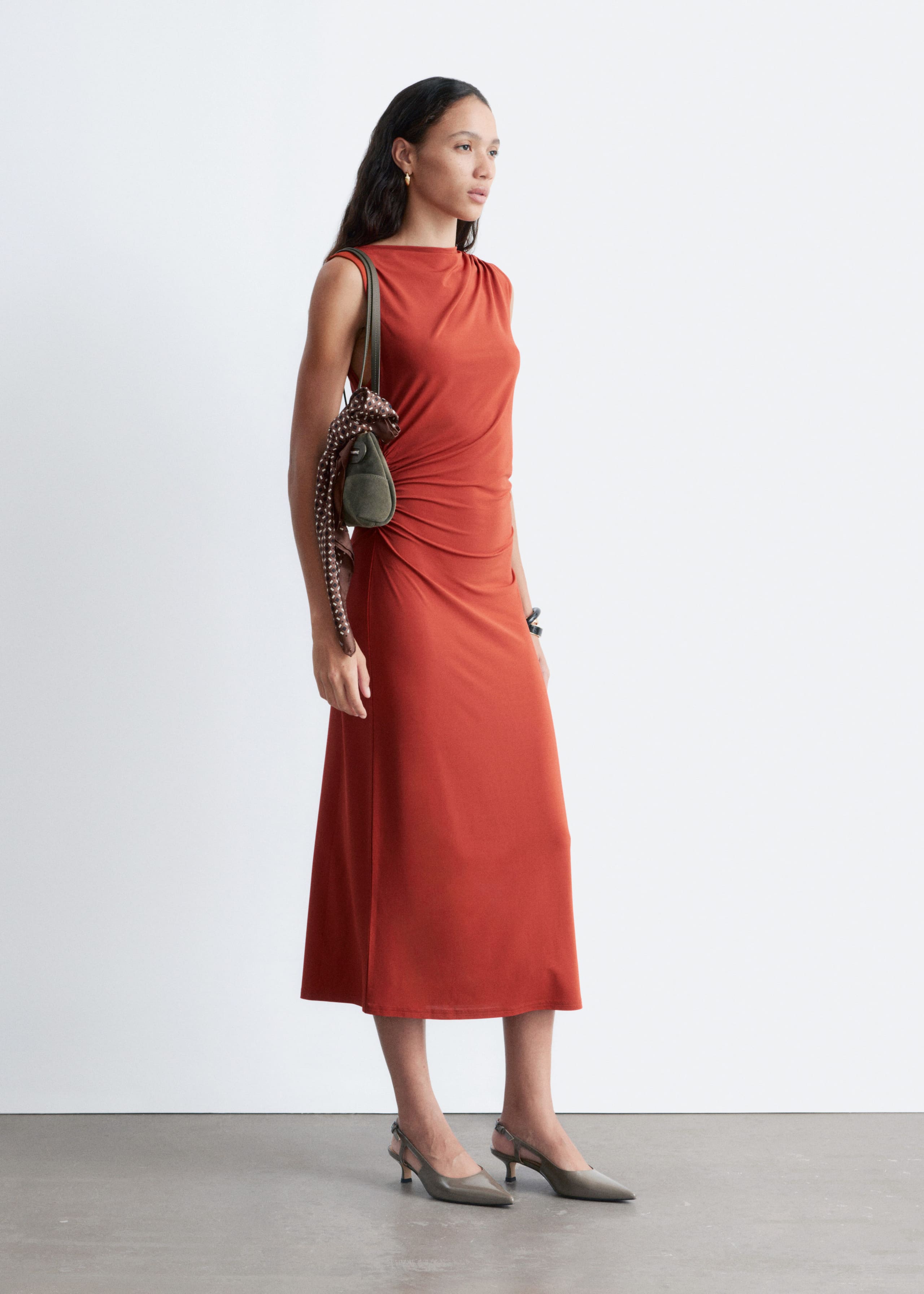 Image of Sleeveless Draped Midi Dress