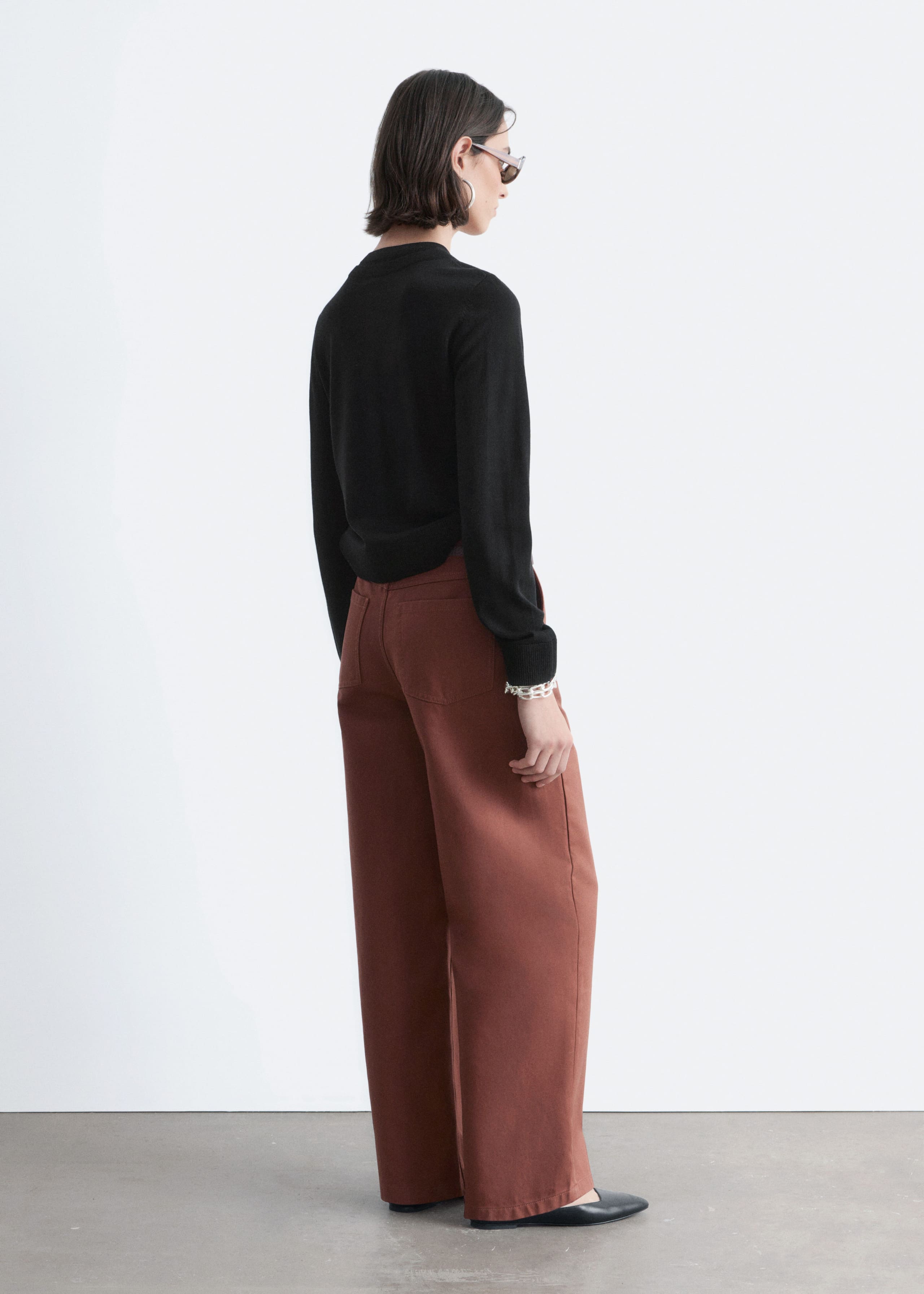 Image of Wide-Leg Cotton Trousers
