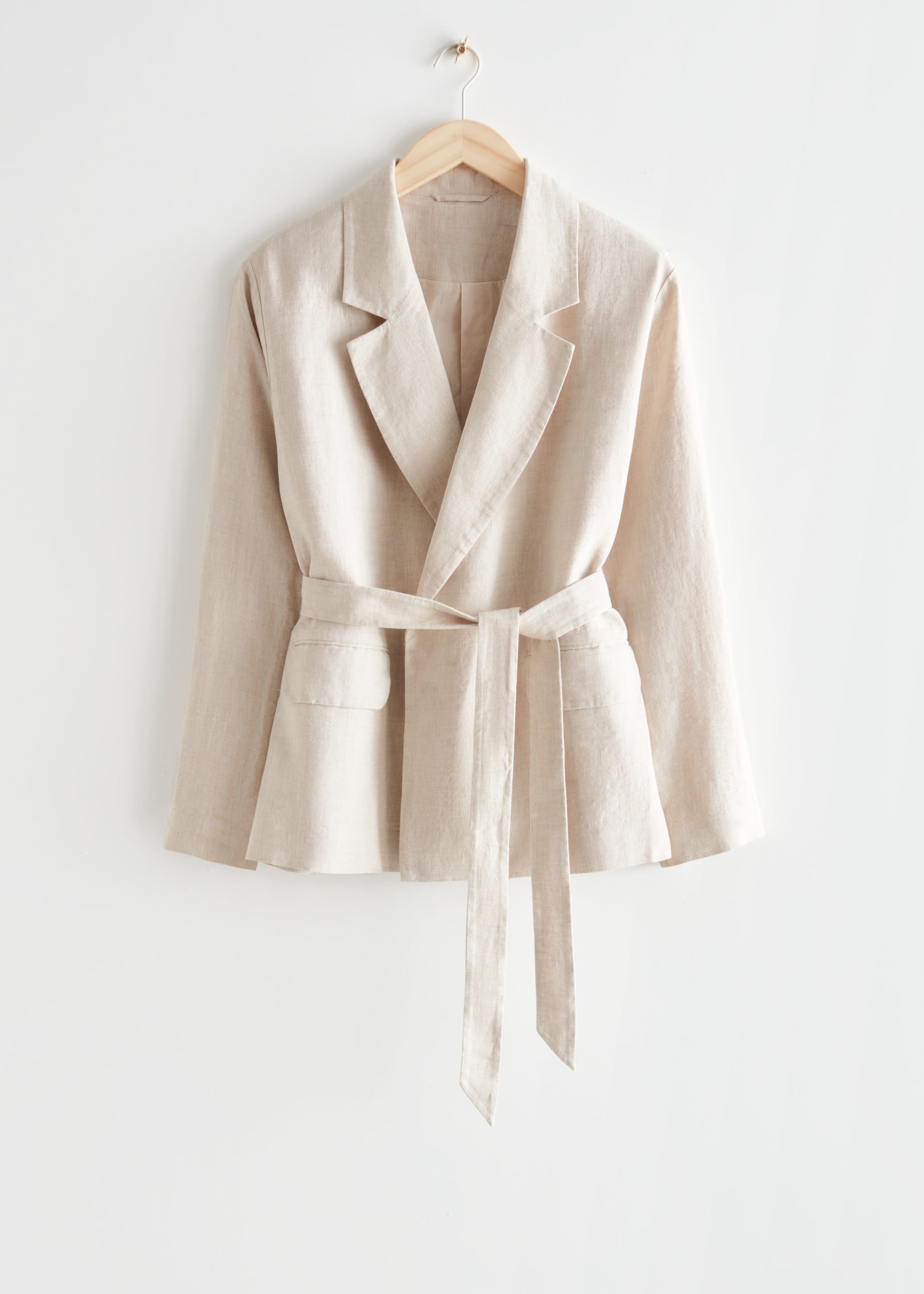 Belted Linen Blazer - Light Beige - Bodegón