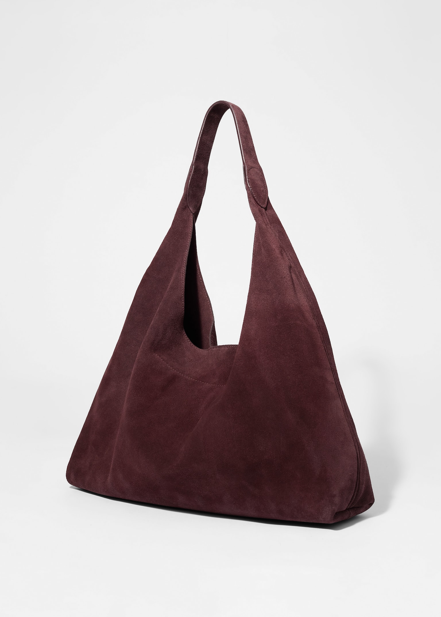 Bolso tipo tote grande de ante - Ante burdeos/Azul claro/Gris oscuro/Óxido - 4