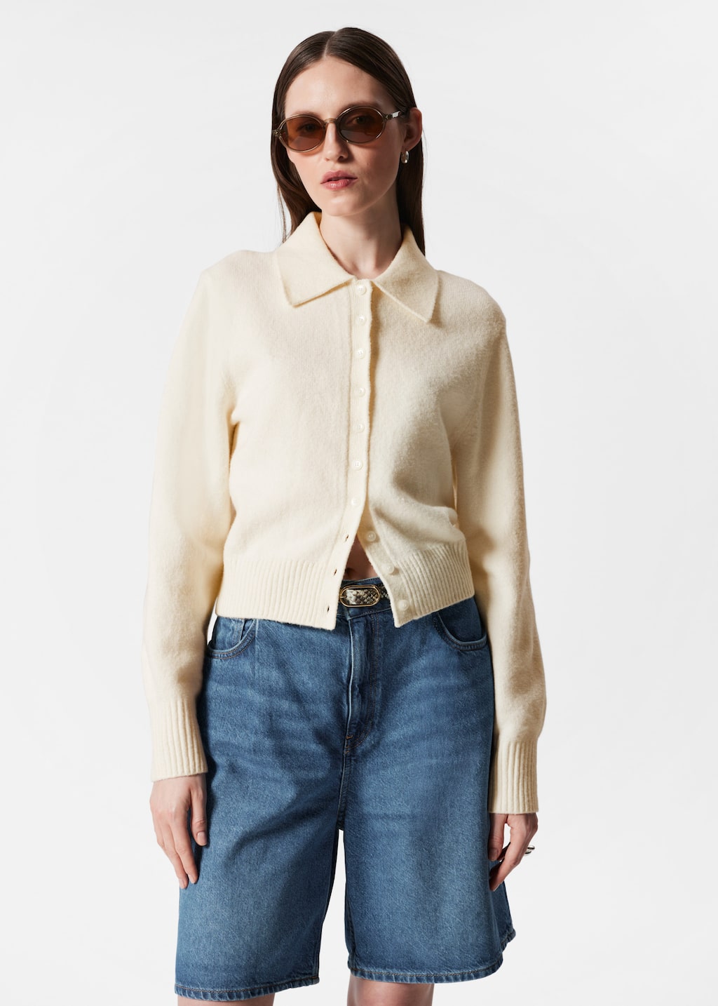 Image of Knitted Collar Cardigan