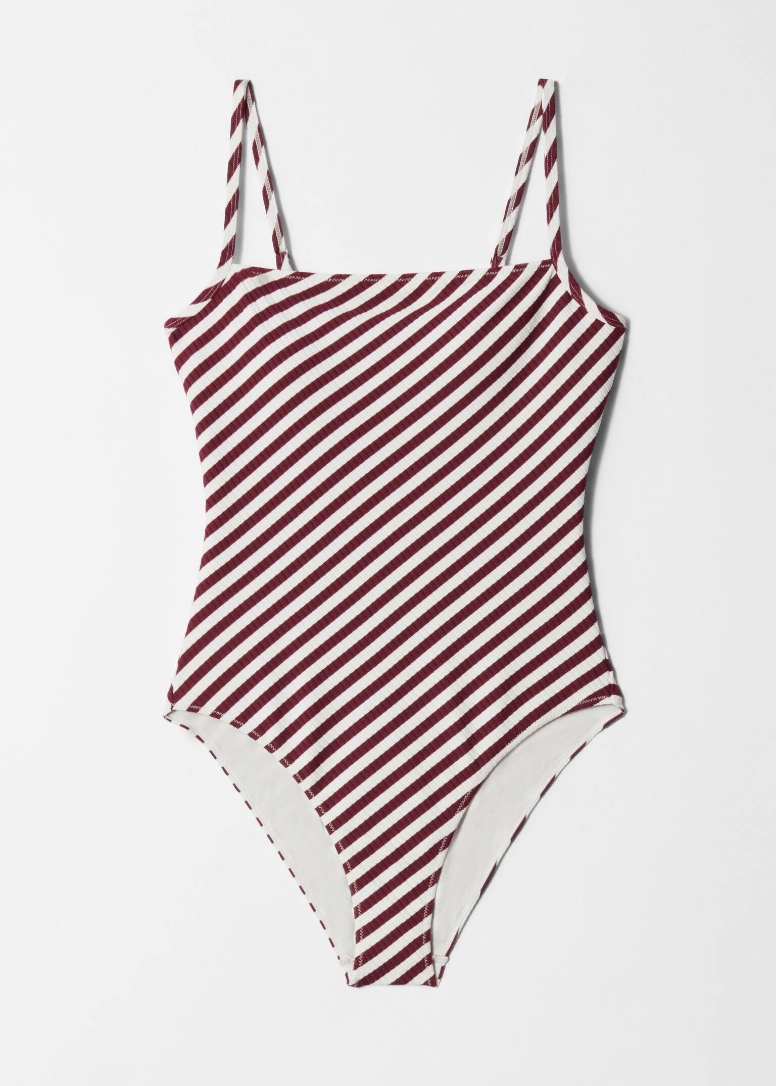 Maillot de bain à encolure droite - Rayures rouges/blanches/Rayures noires/blanches - 2