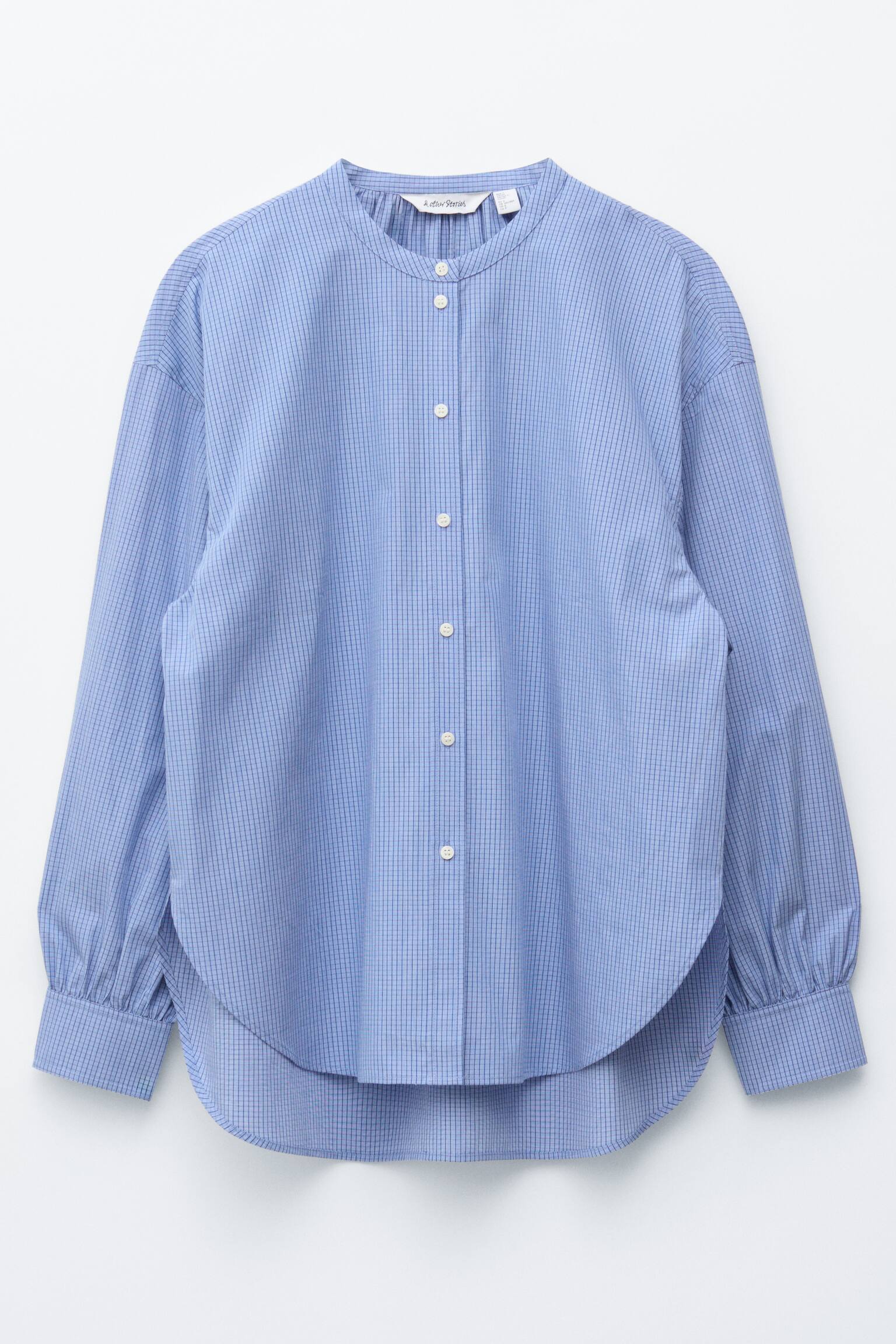 Oversized bomuldsskjorte - Blå/ternet/Sort ternet/Hvid - 2