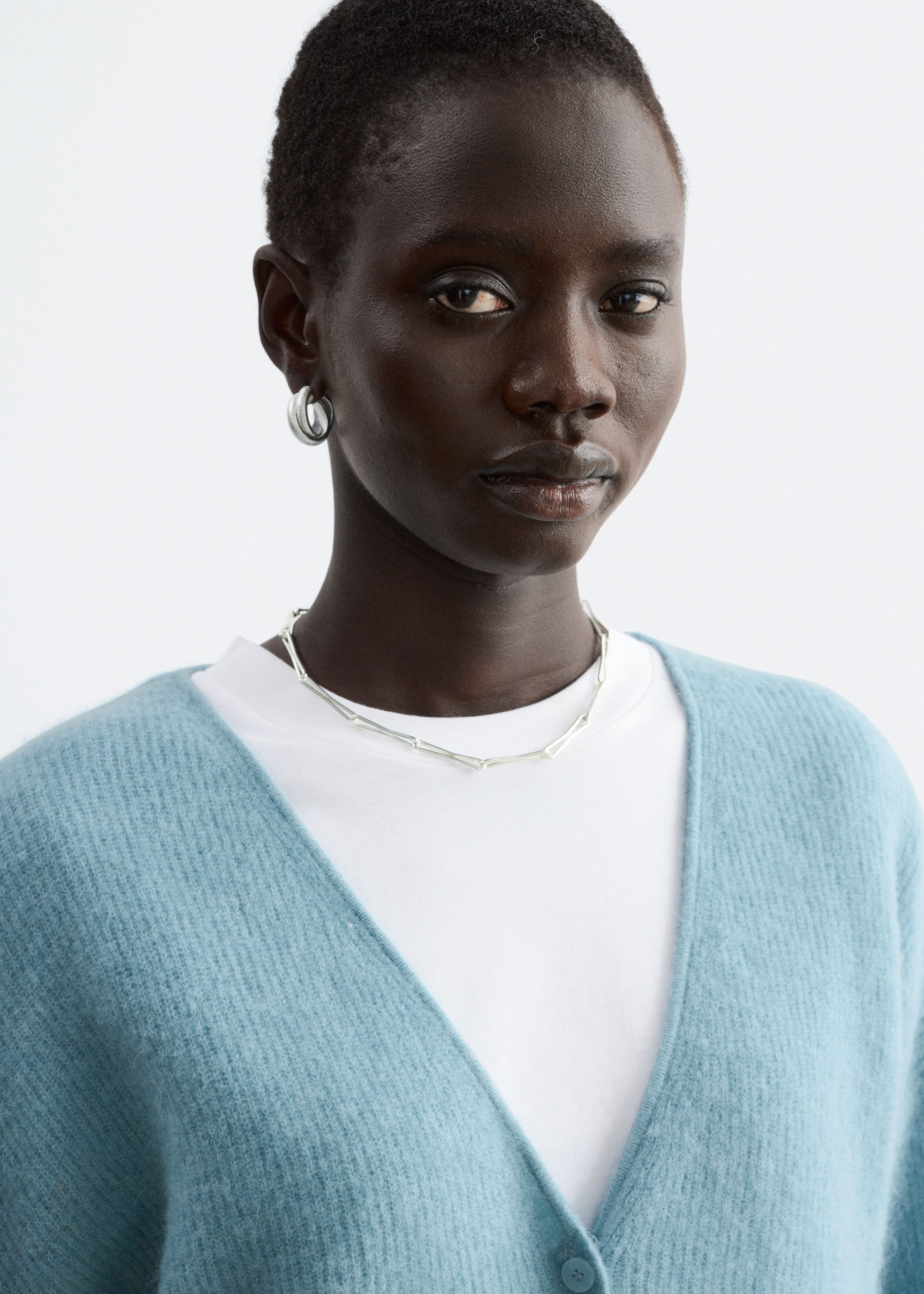 Alpaca-Blend Cardigan Light Turquoise