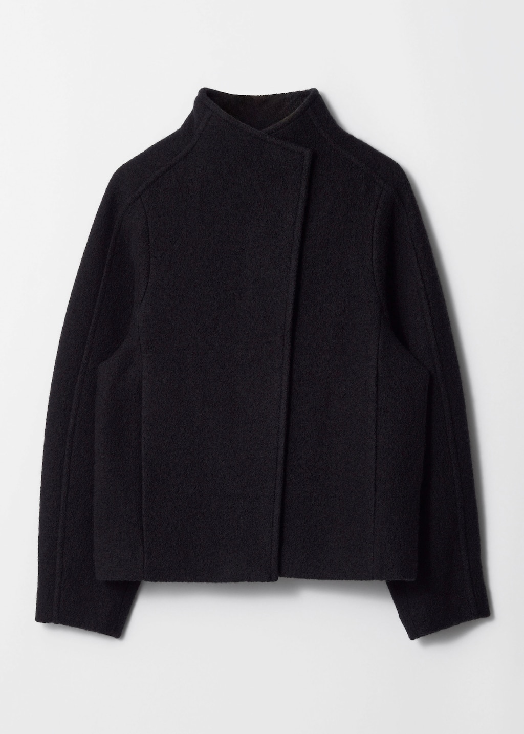Asymmetric Wool Jacket - Black - Still Life