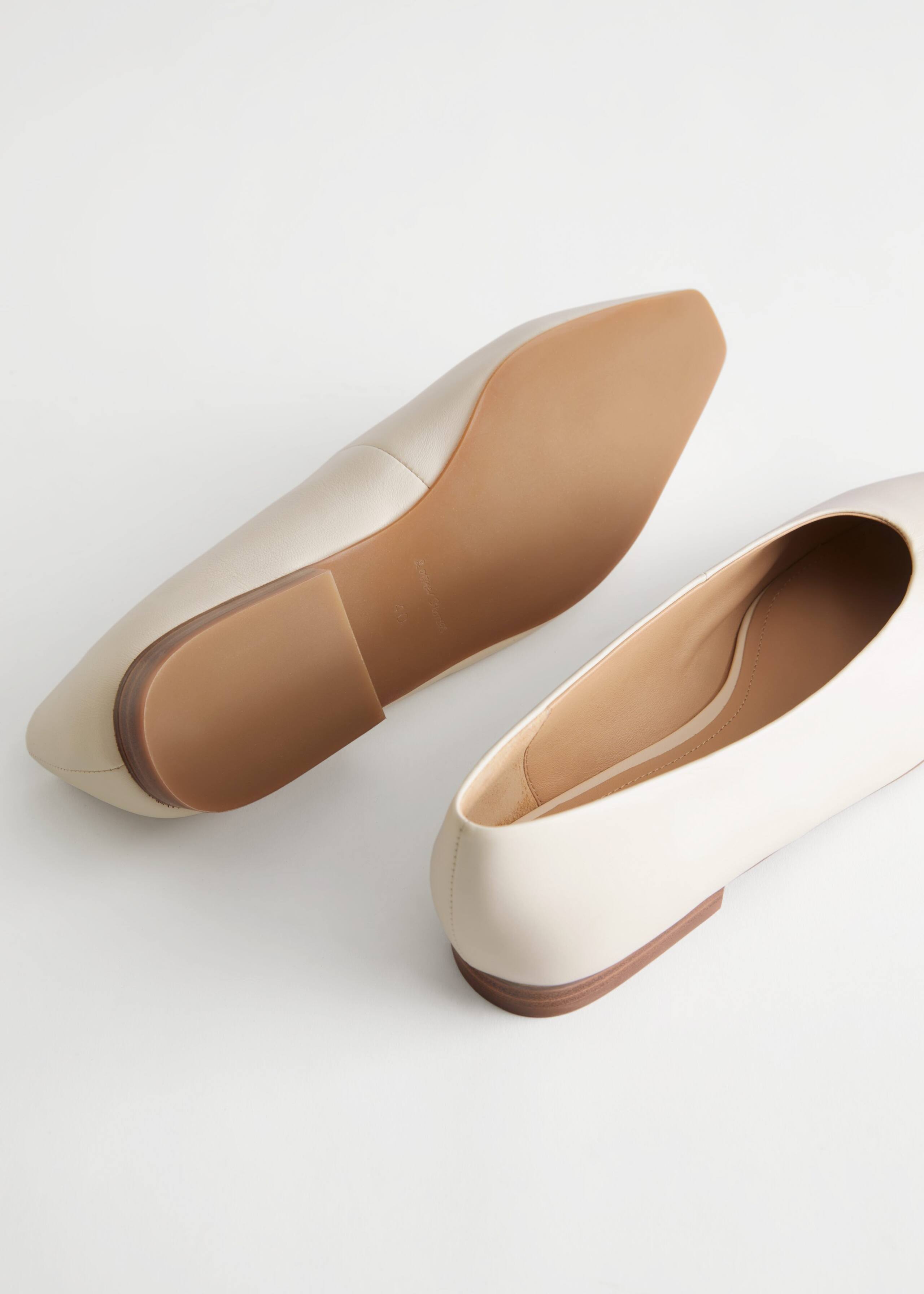Image of Pointed Leather Ballerina Flats