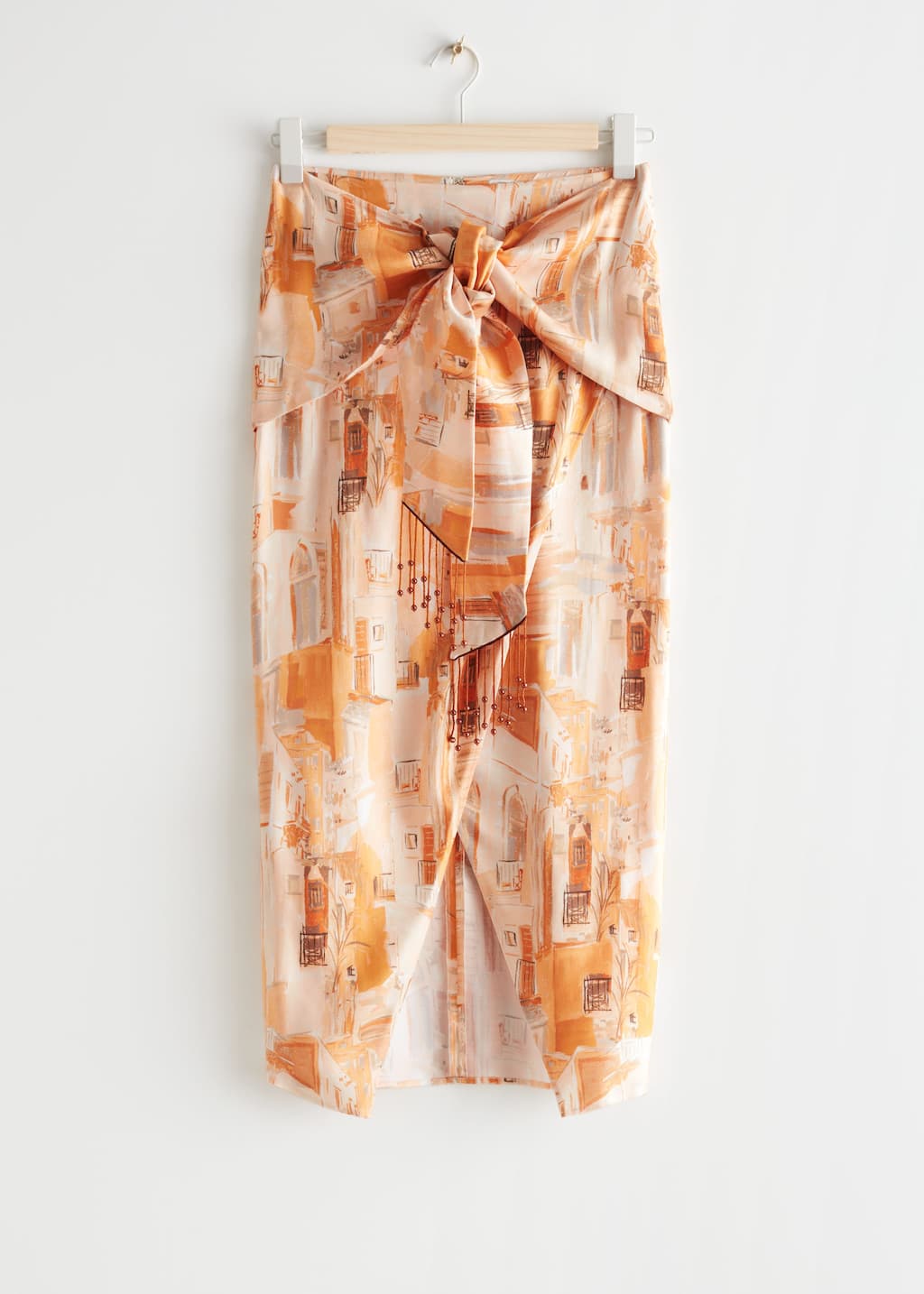 Printed Asymmetric Midi Skirt - Terracotta Print - Bodegón