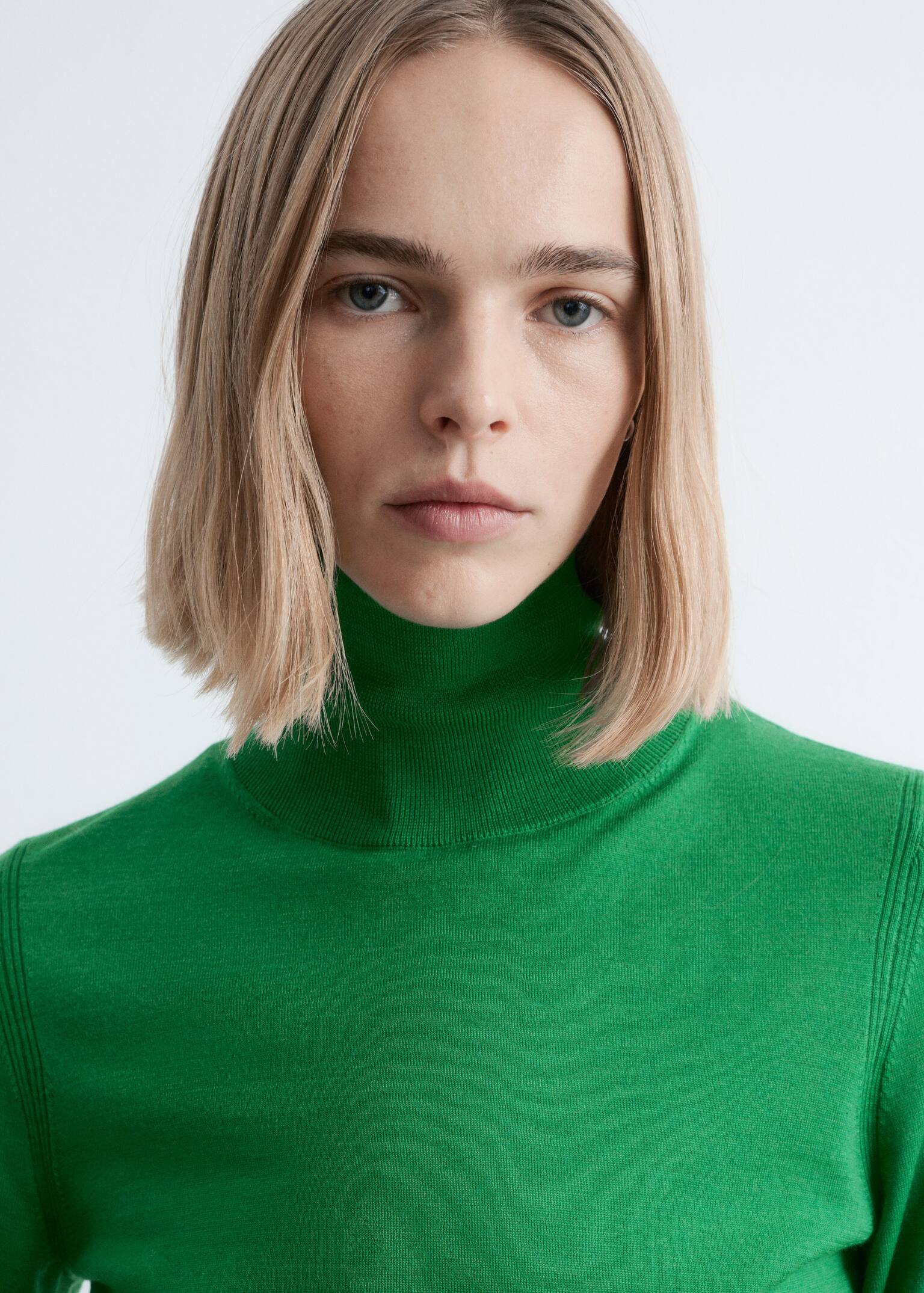 Wool Polo Neck Top - Green/Red - 6
