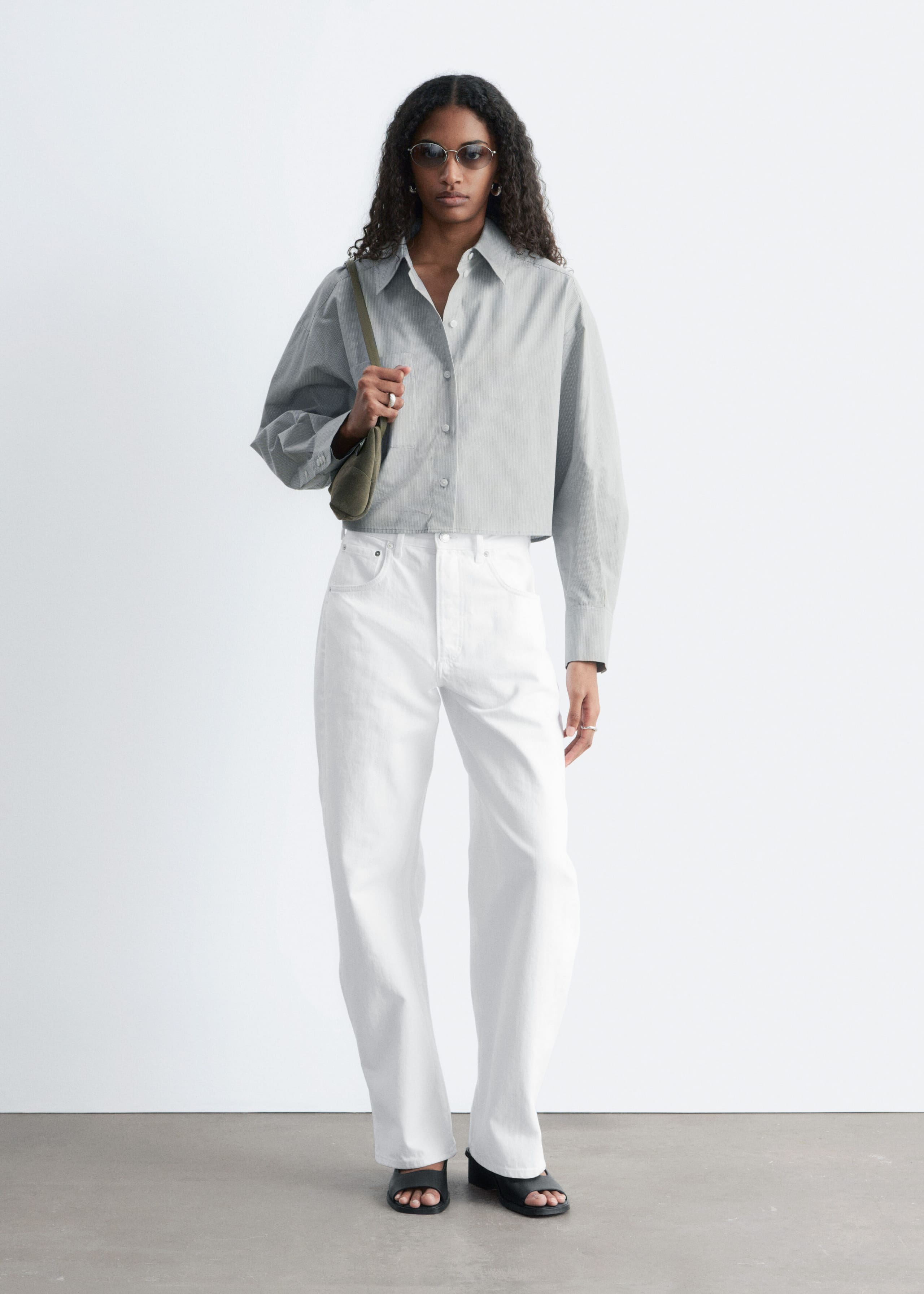 Image of Camicia cropped in cotone oversize