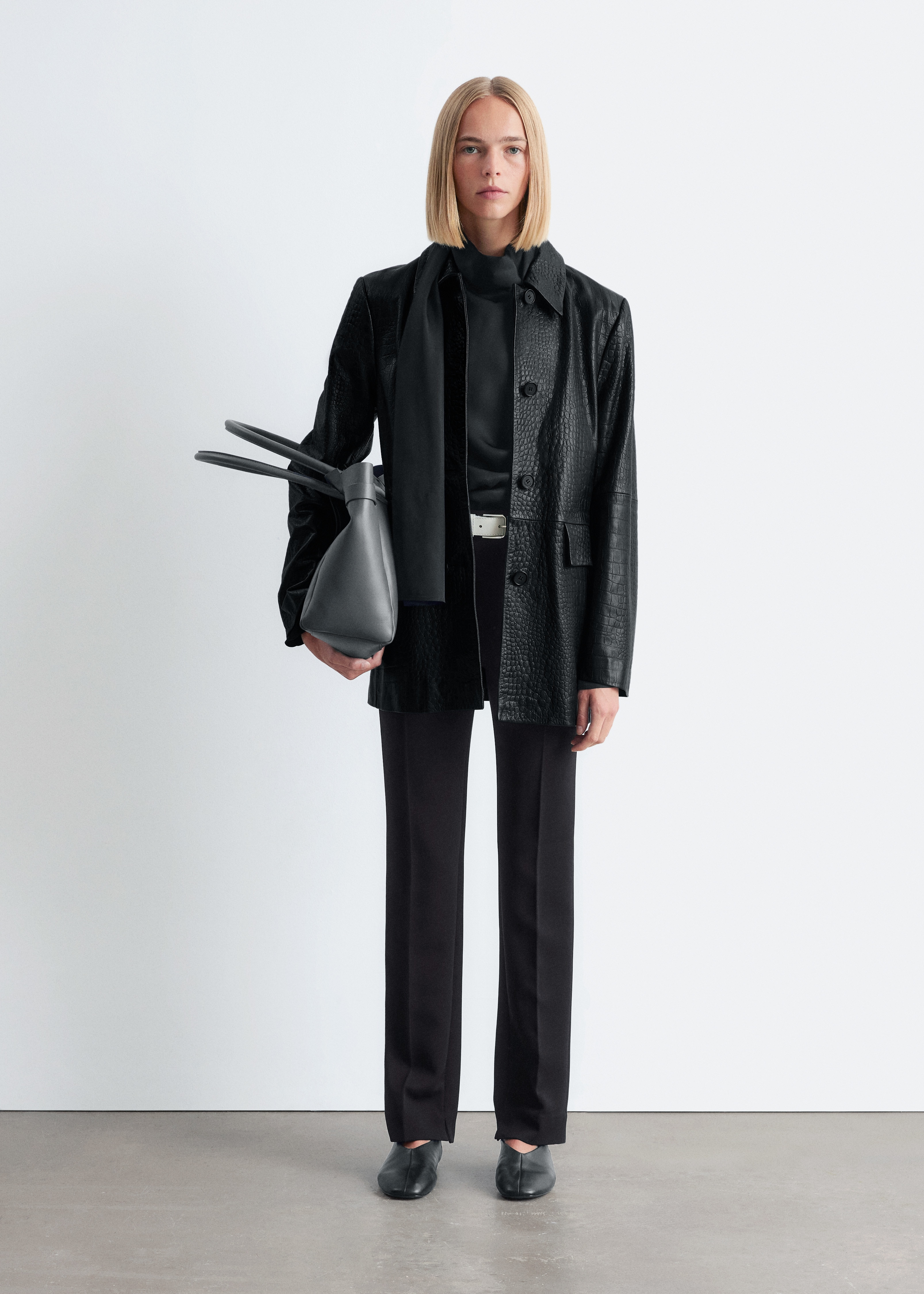 Slim Leg Kalhoty s Lisy - Černá/Khaki hnědá