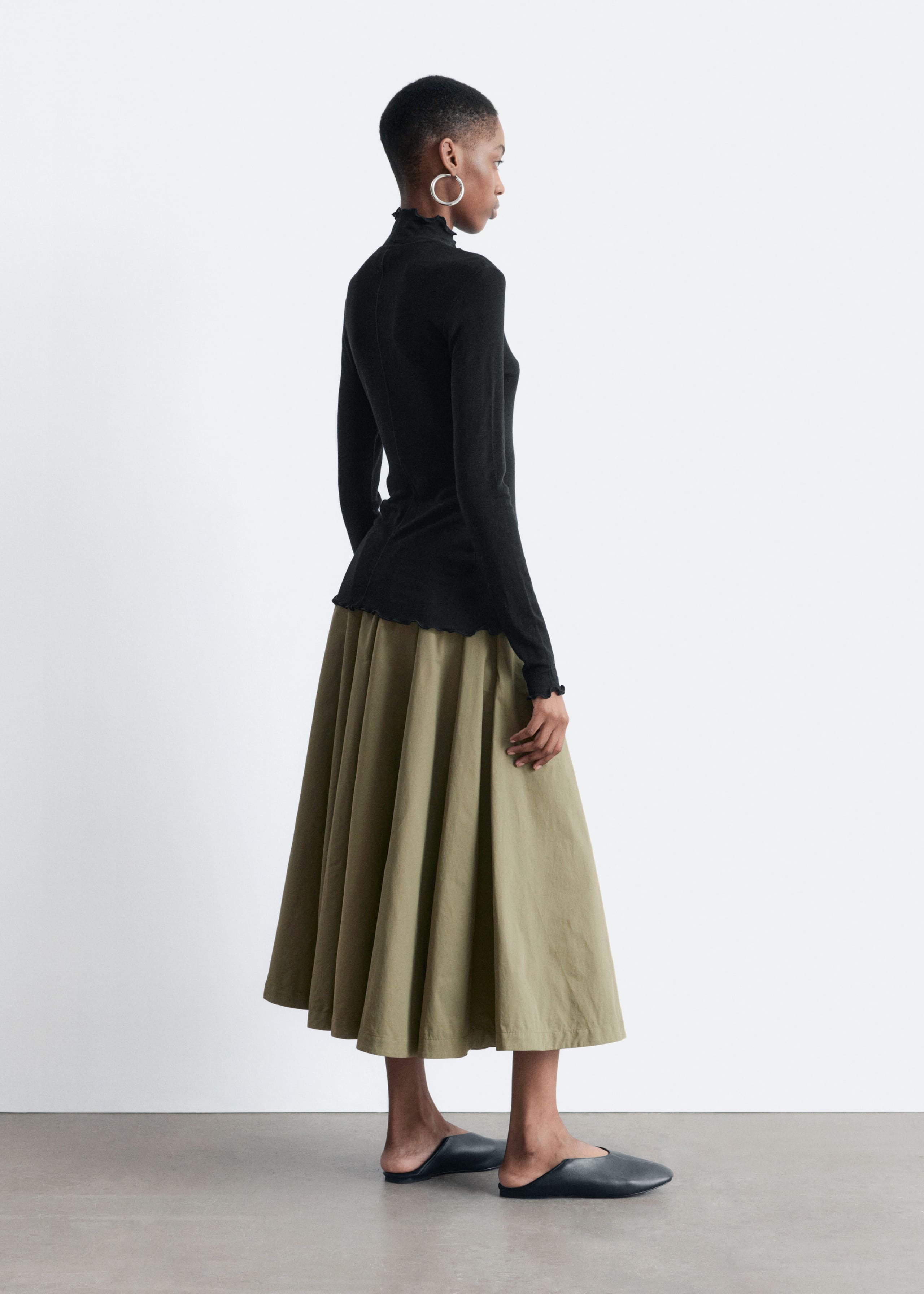 Image of Scalloped Mock-Neck Top