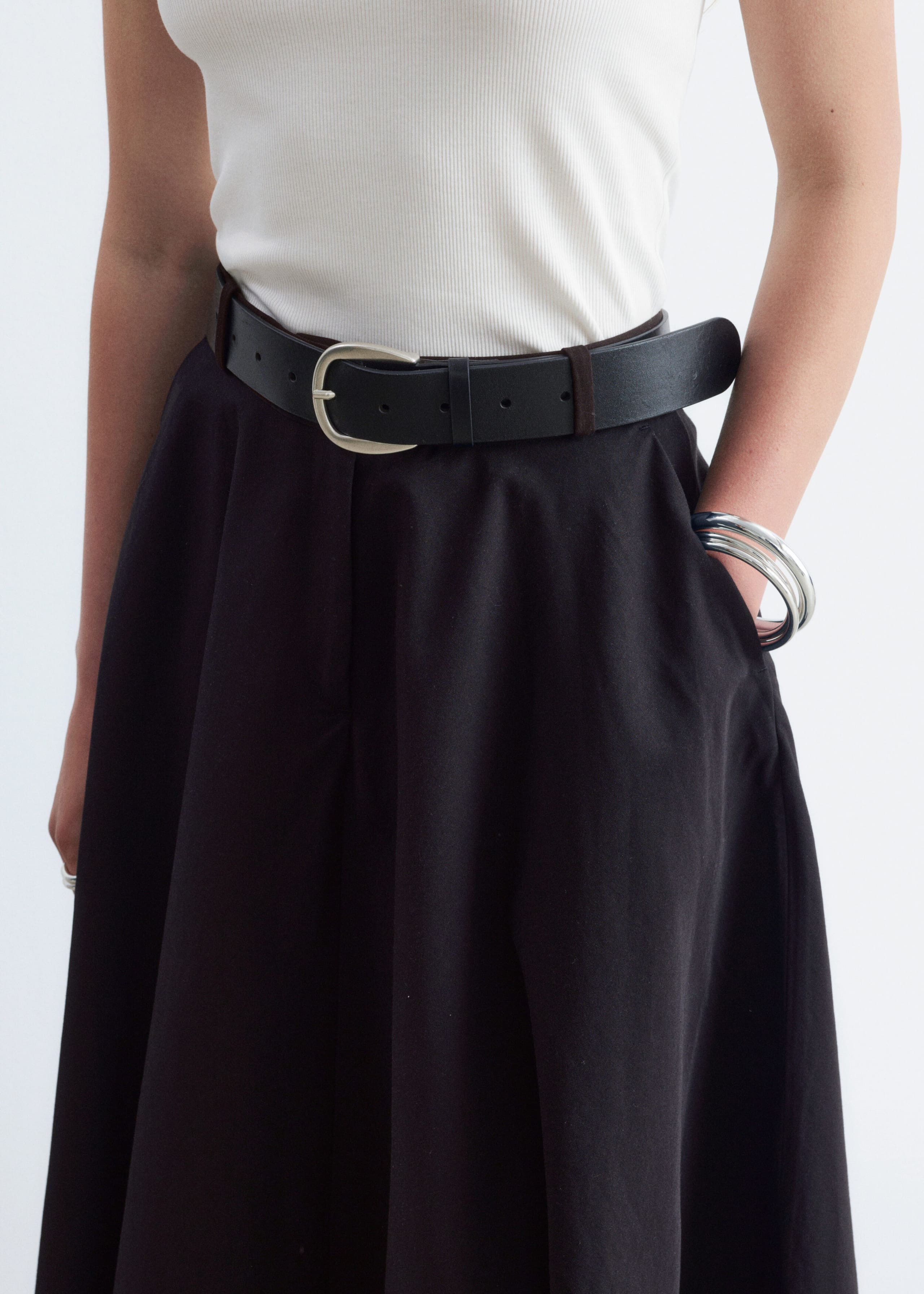 Tailored Circle Cut Skirt - Black - Lookbook