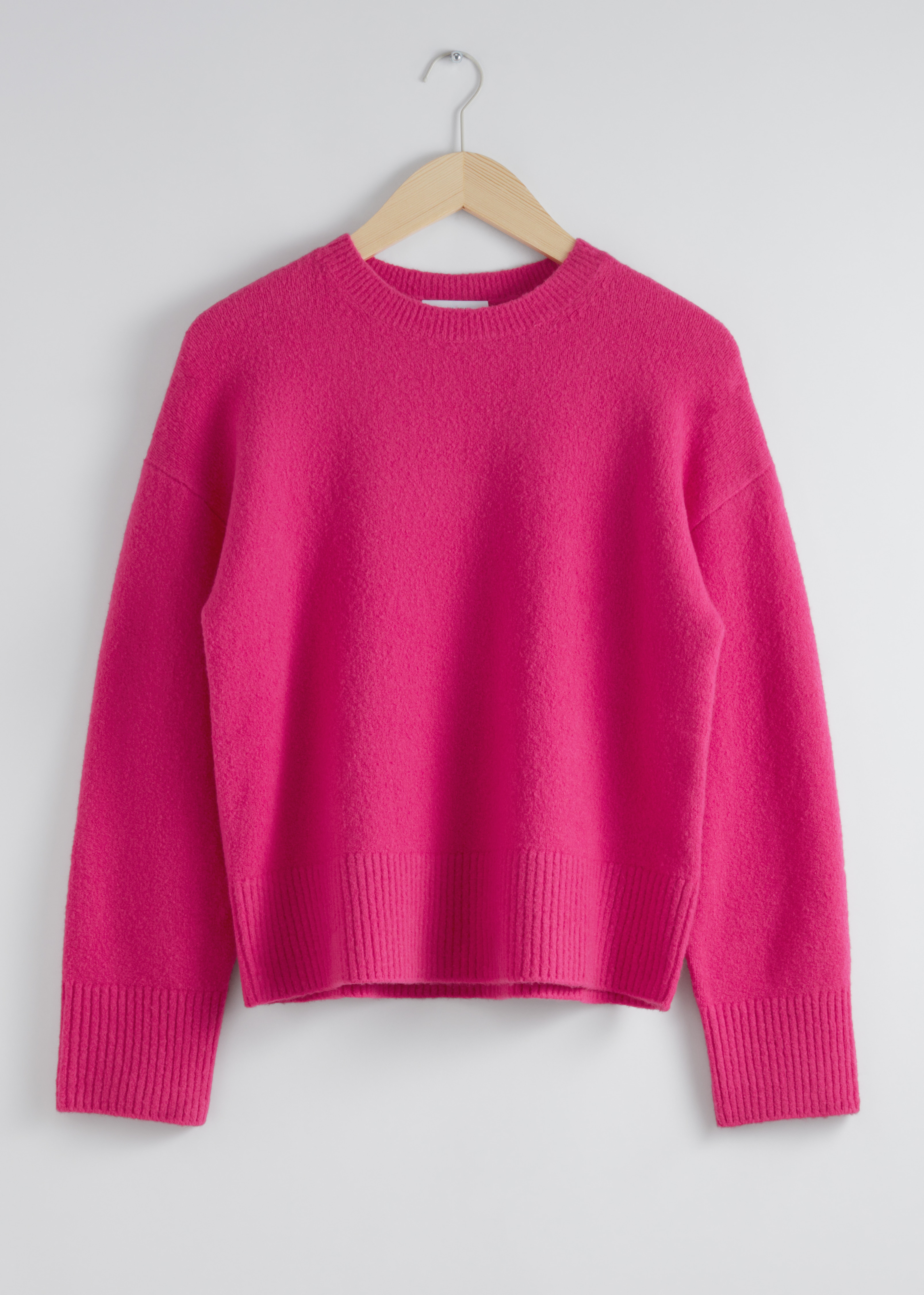 Relaxed Knit Jumper Bright Pink Ladies H&M GB