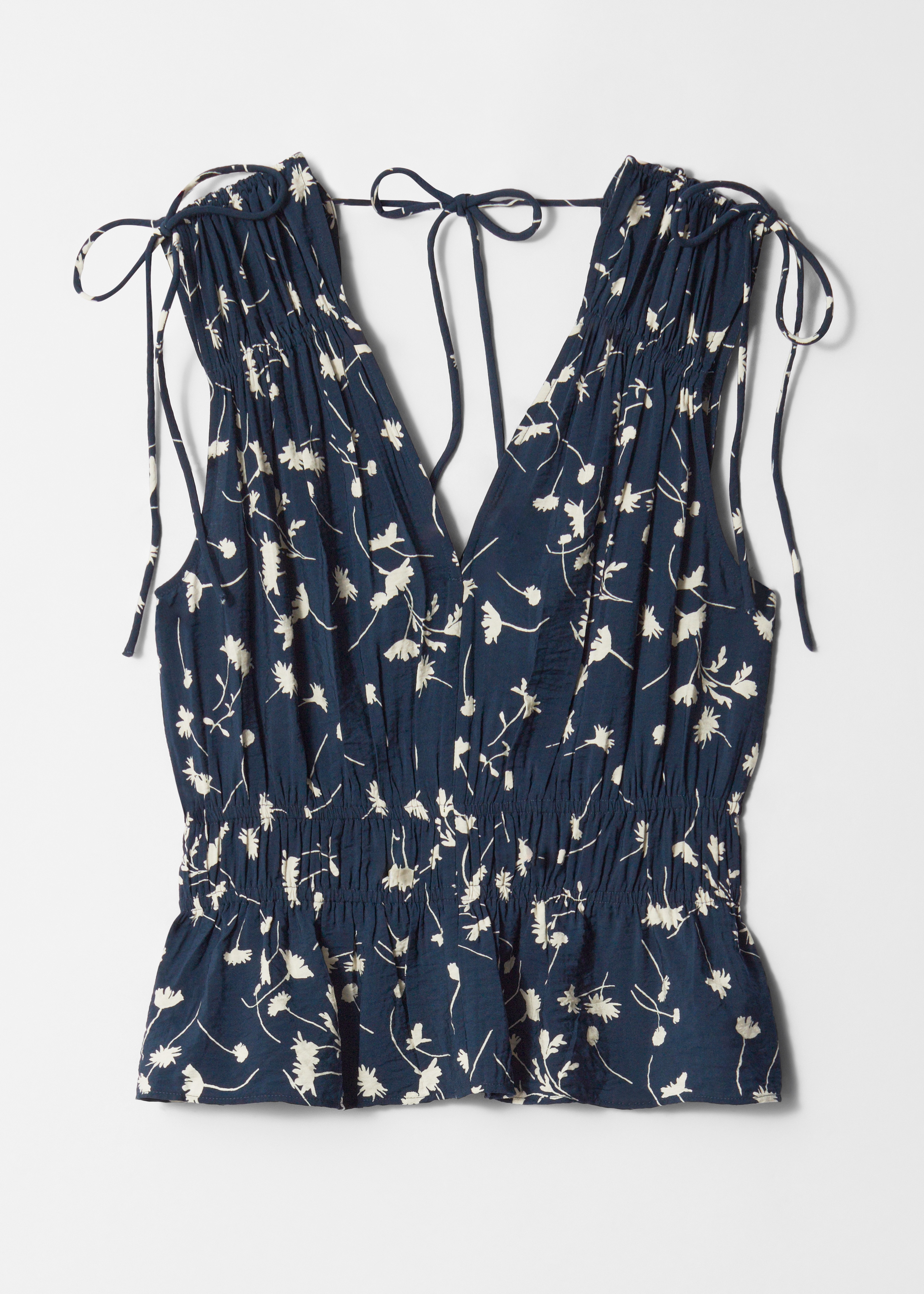 Top fruncido - Estampado azul marino/Blanco/Rayas azules