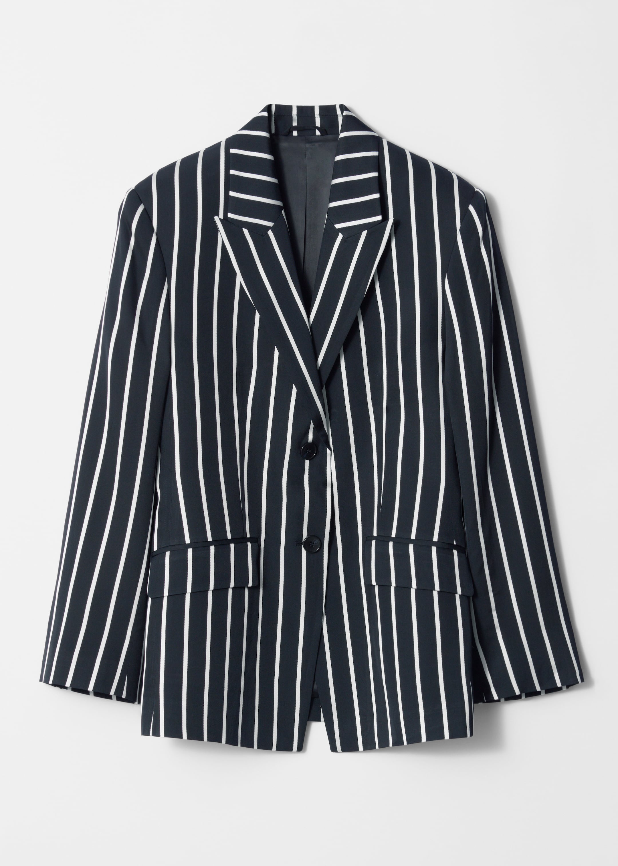 Visualizza immagine più grande: Blazer sartoriale con spalle ampie - Righe blu navy - DONNA | H&M IT 8