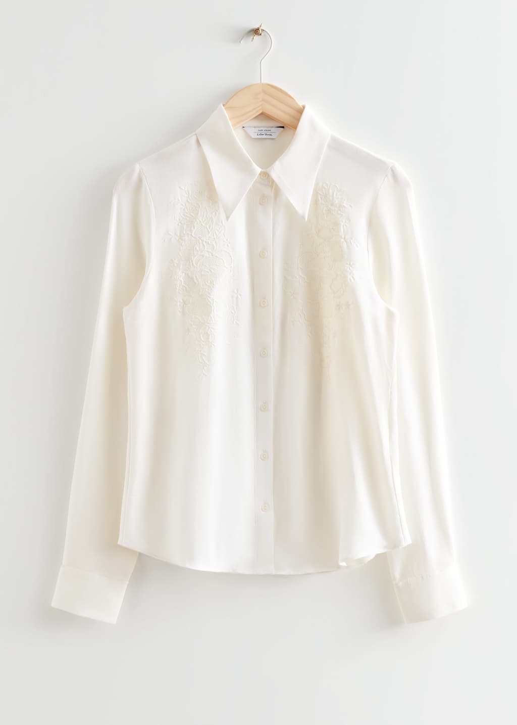 FittedEmbroideredShirt - White - Natura morta