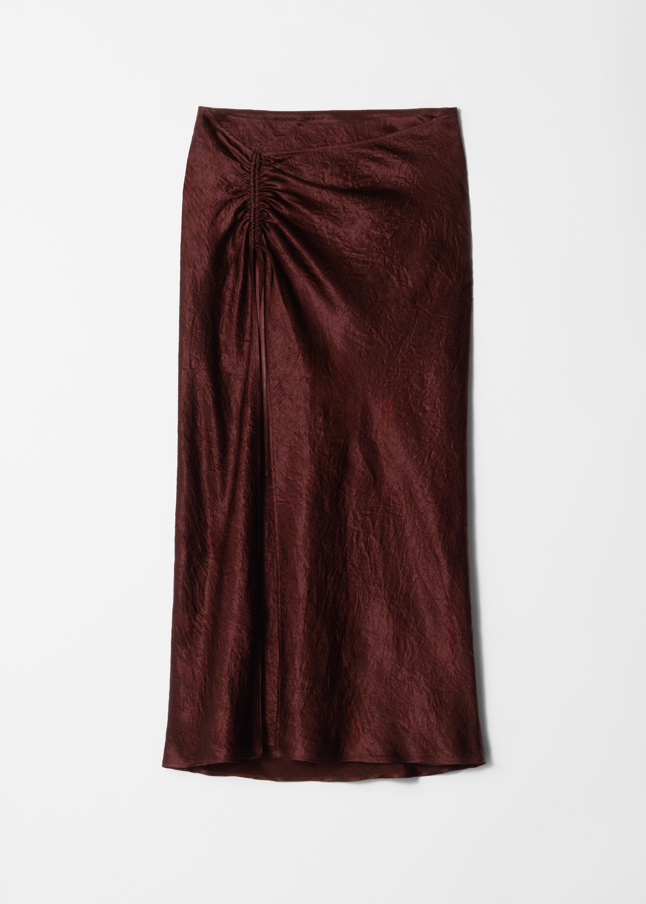 Größeres Bild anzeigen: Midirock aus Satin mit Kordelzug - Dunkelrot - Ladies | H&M AT 4